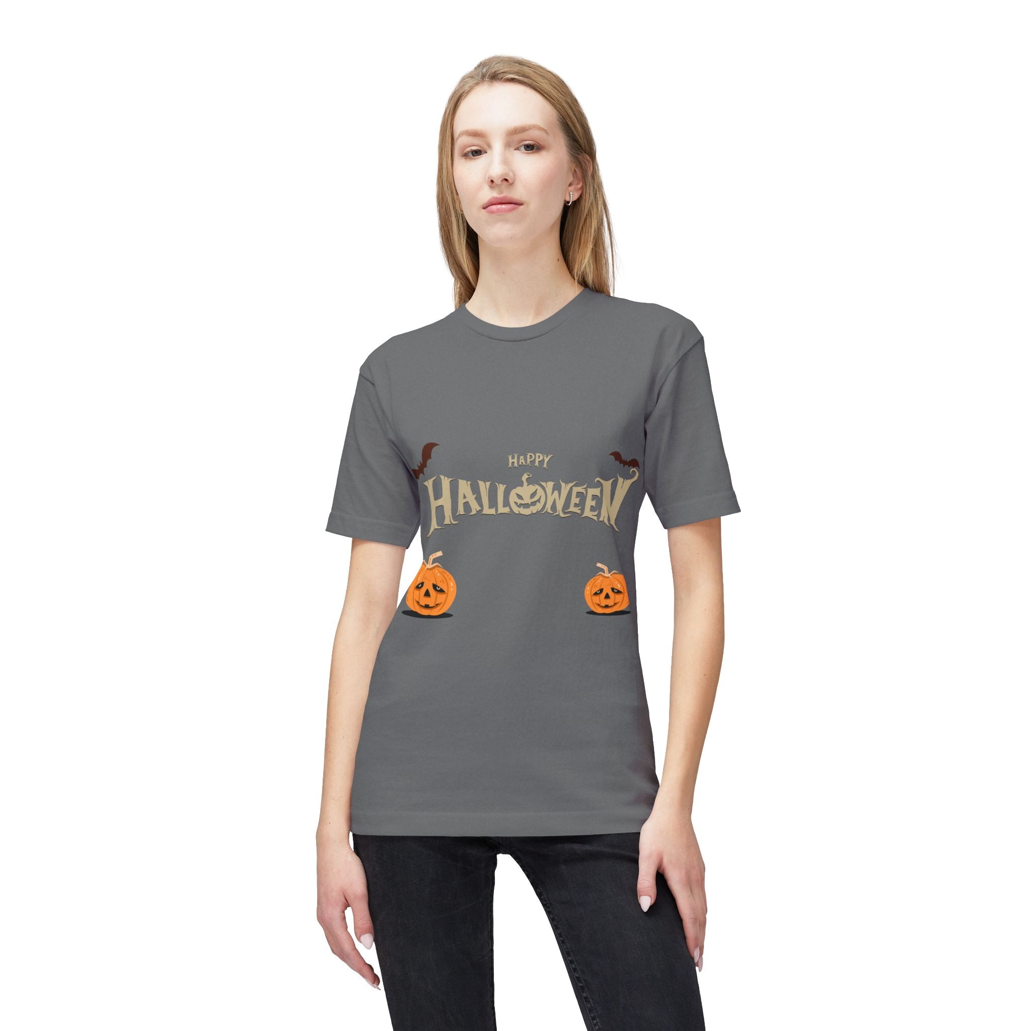 Halloween with Pumpkins | Unisex Midweight T-shirt, Made in US