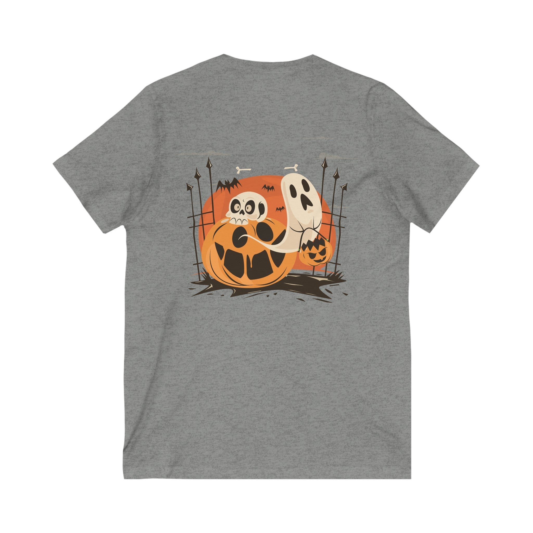 Halloween with Pumpkins | Unisex Jersey Short Sleeve V-Neck Tee