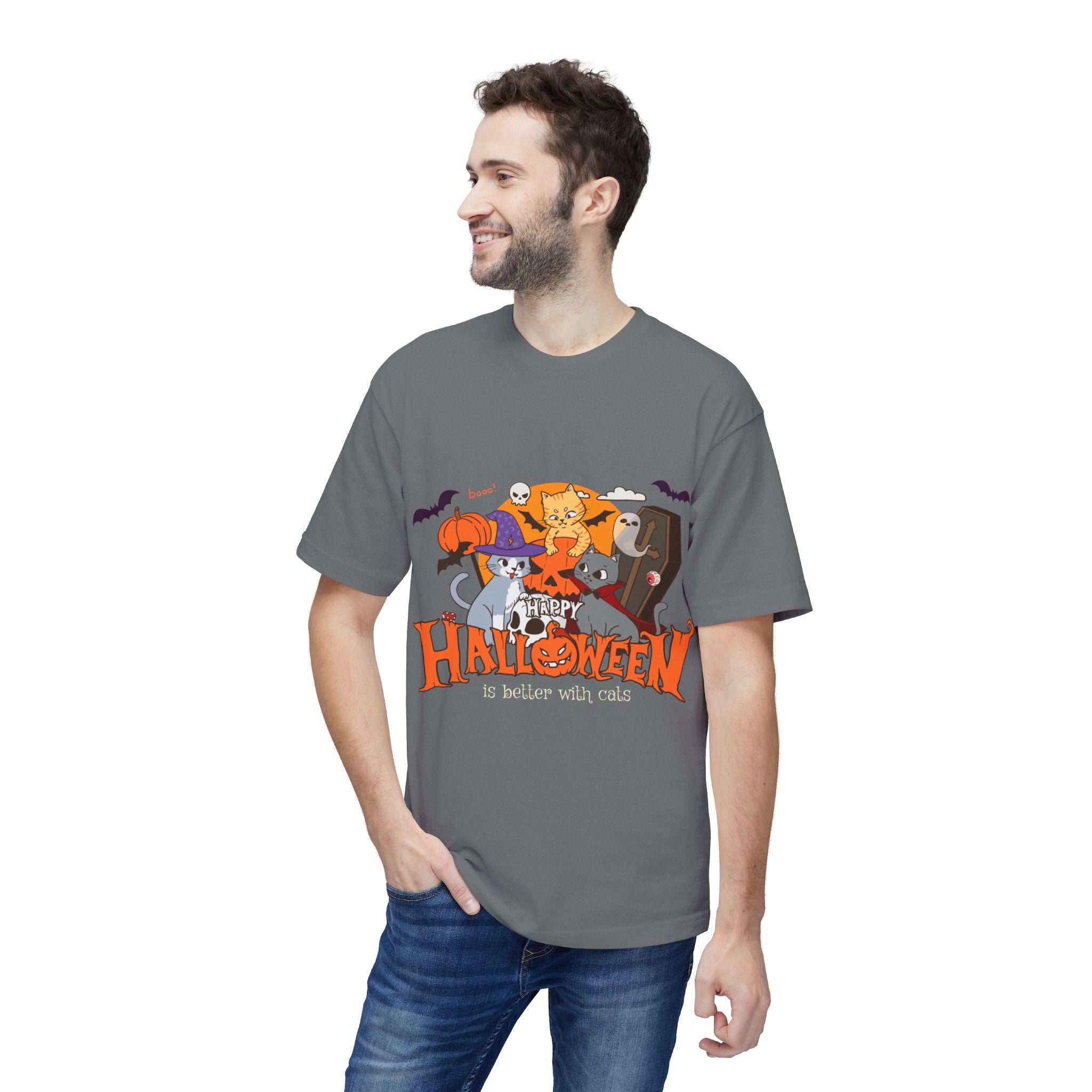 Halloween is Better with Cats | Unisex Midweight T-shirt, Made in US