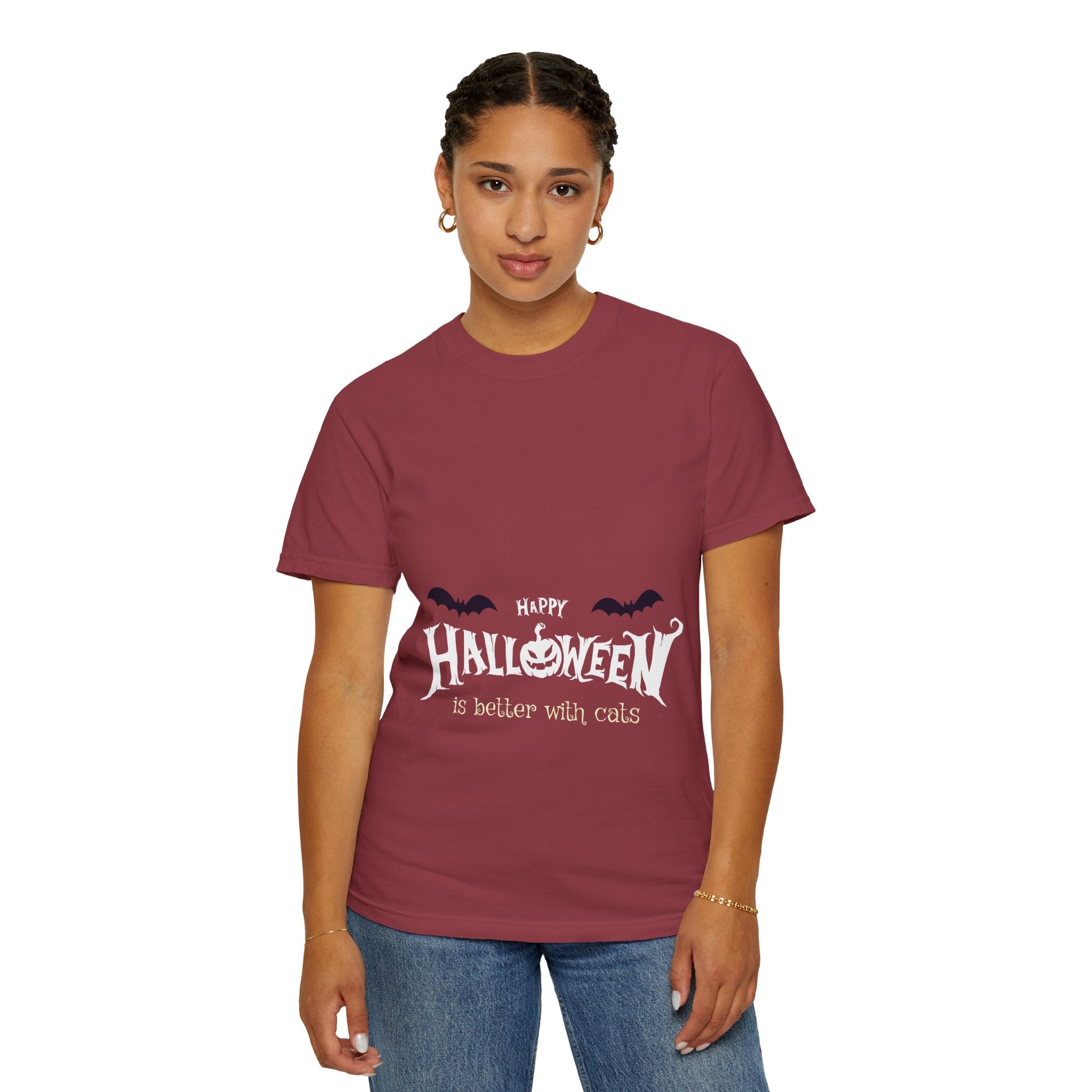 Halloween with Witch's Cats | Unisex Garment-Dyed T-shirt