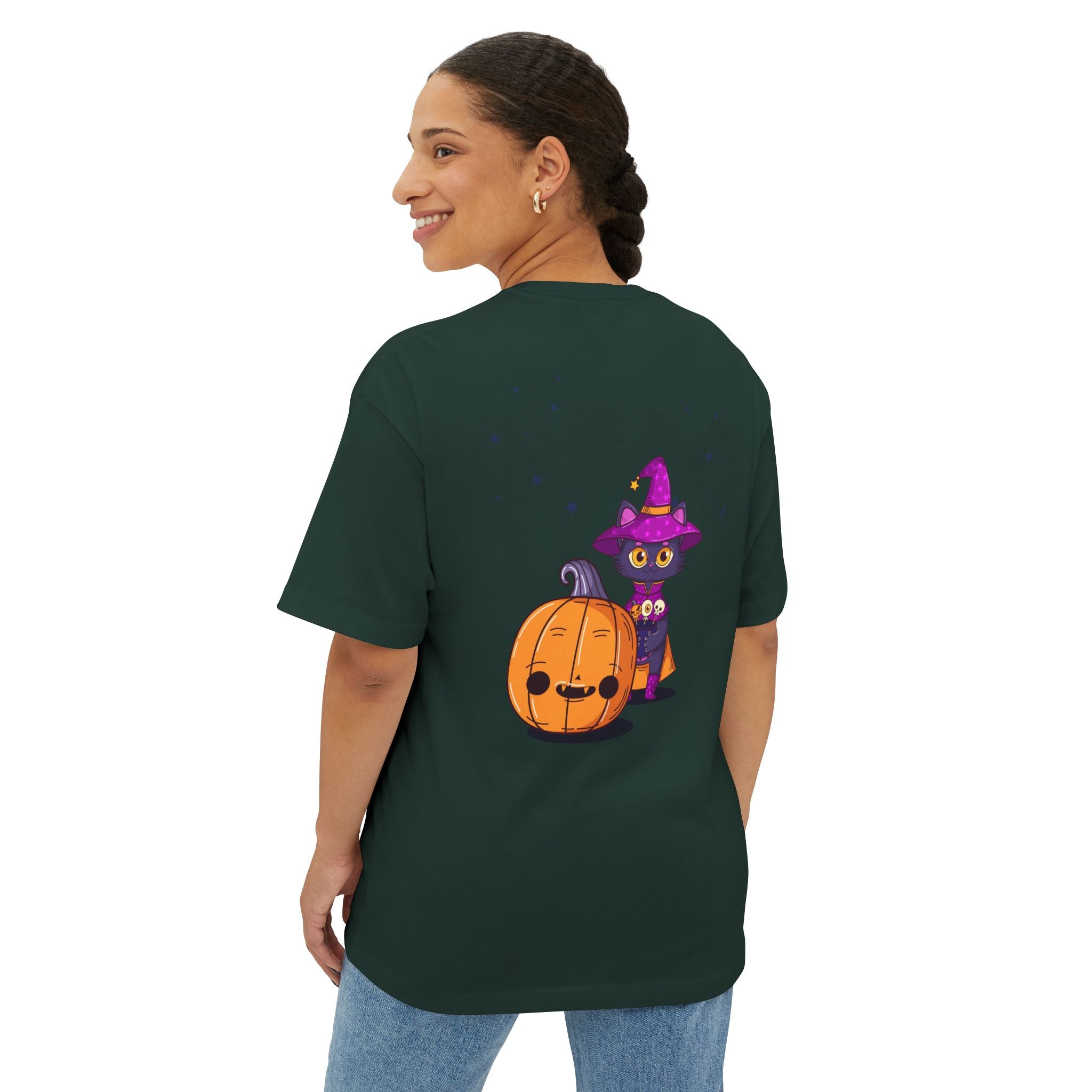 Halloween with Witch's Cats | Unisex Oversized Boxy Tee