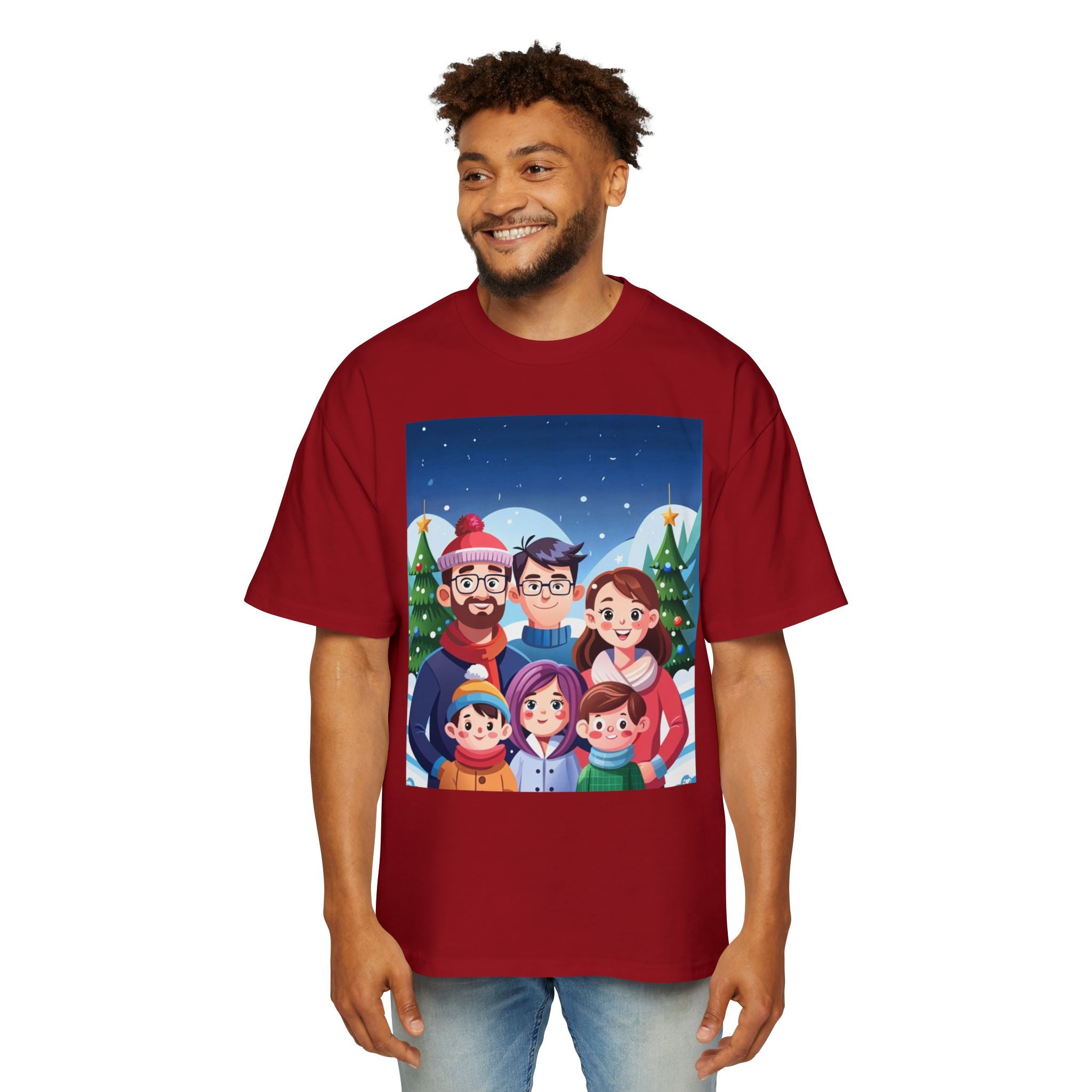 Happy Christmas with Family | Men's Heavy Oversized Tee