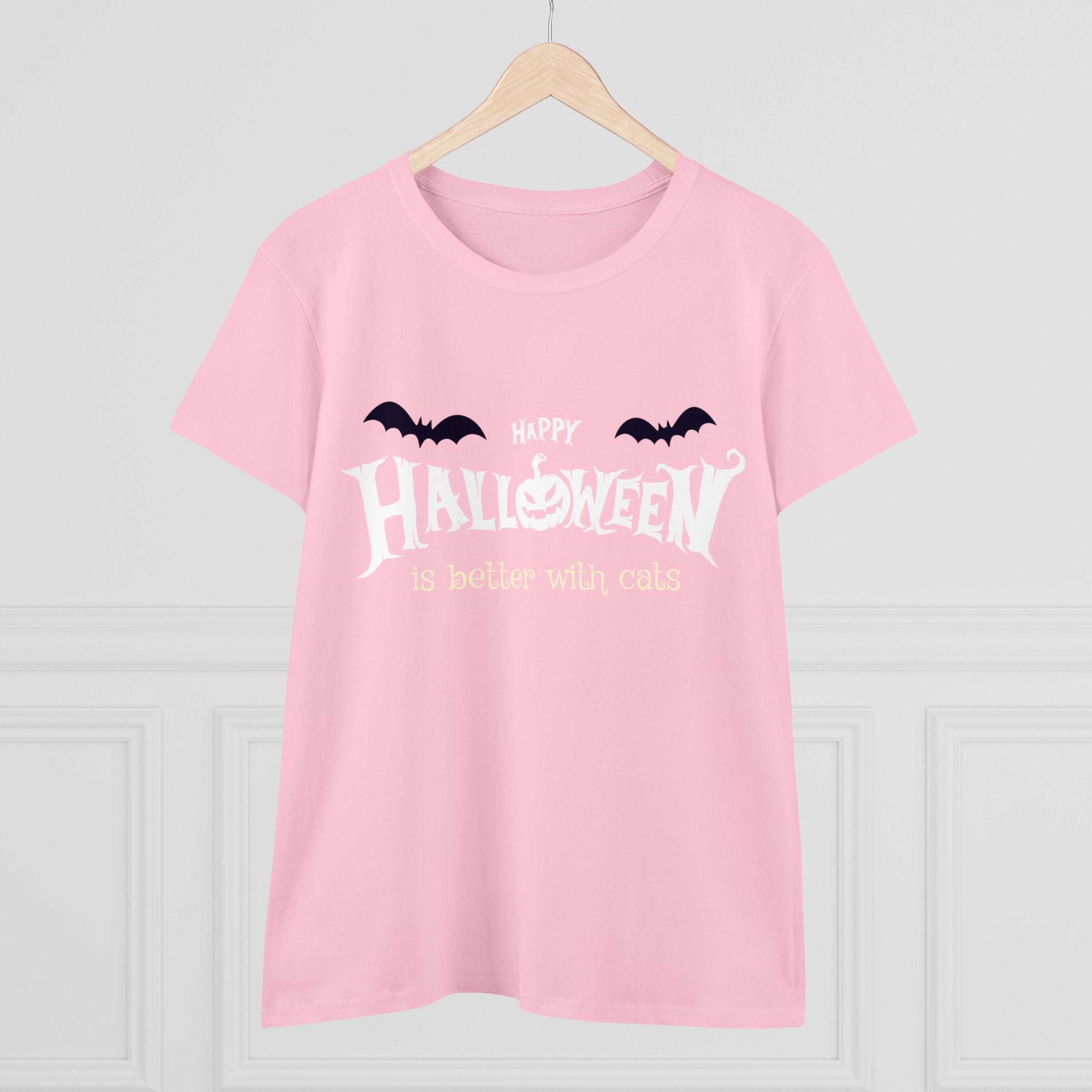 Halloween with Witch's Cats | Women's Midweight Cotton Tee