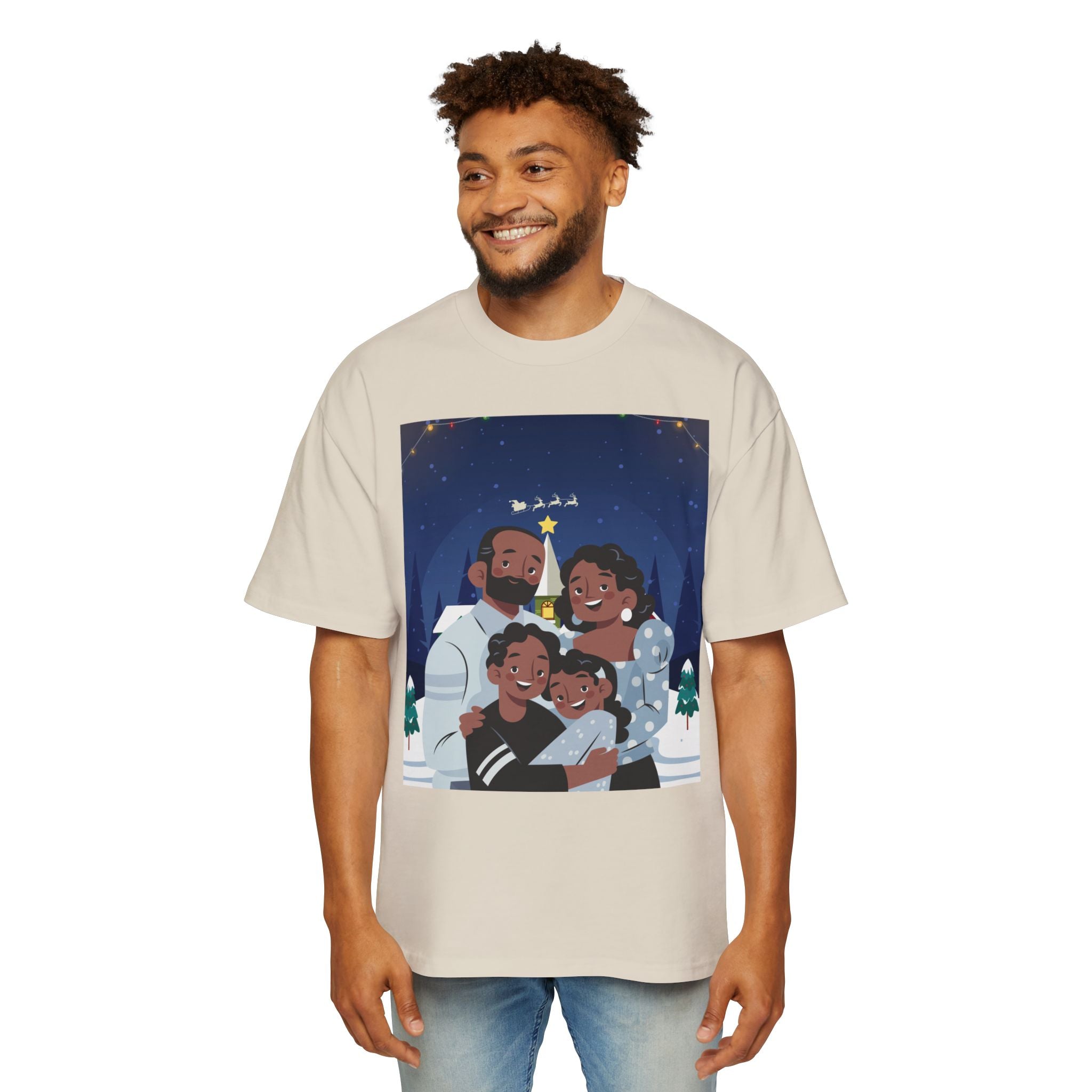 Happy Christmas Family | Men's Heavy Oversized Tee