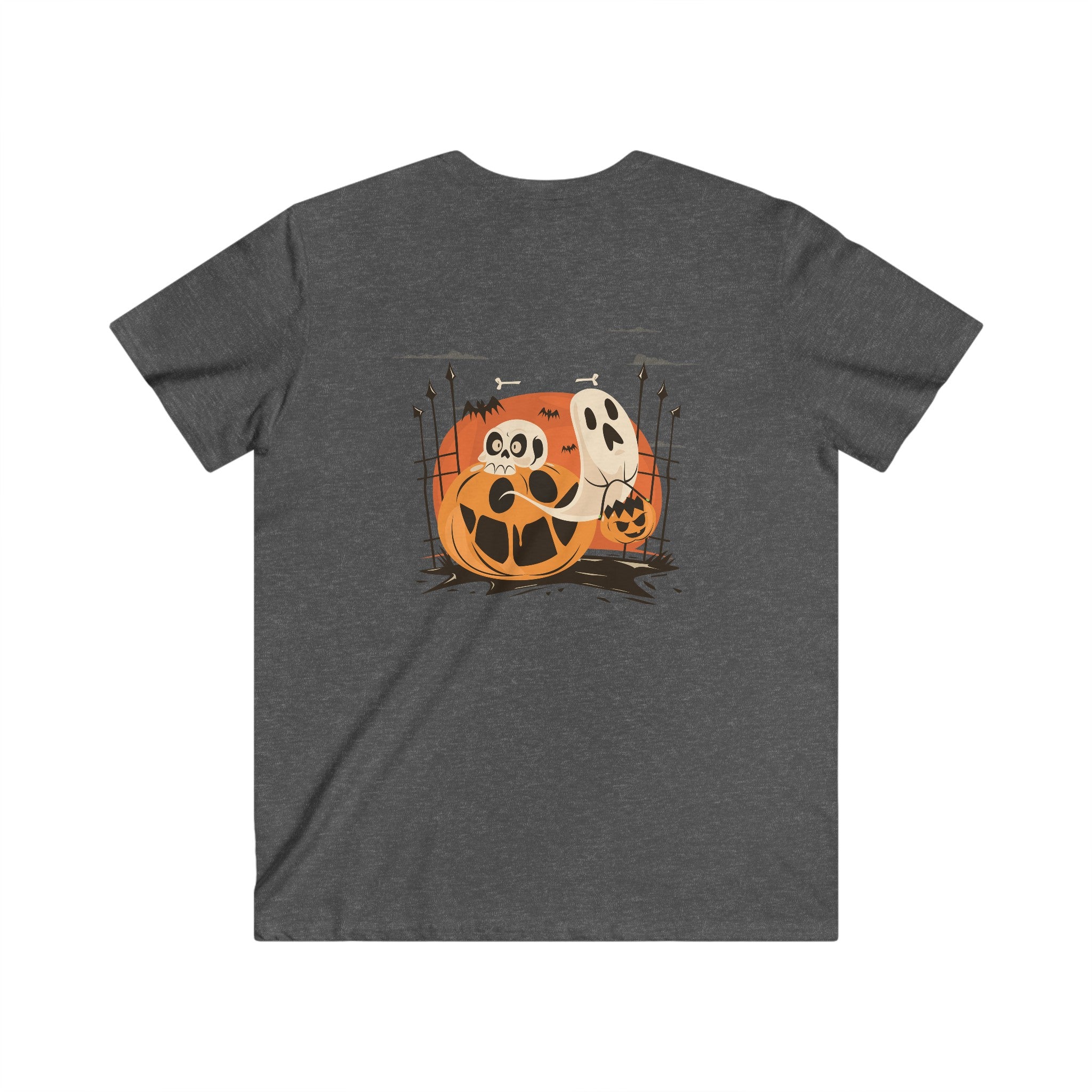 Halloween with Pumpkins | Men's Fitted V-Neck Short Sleeve Tee