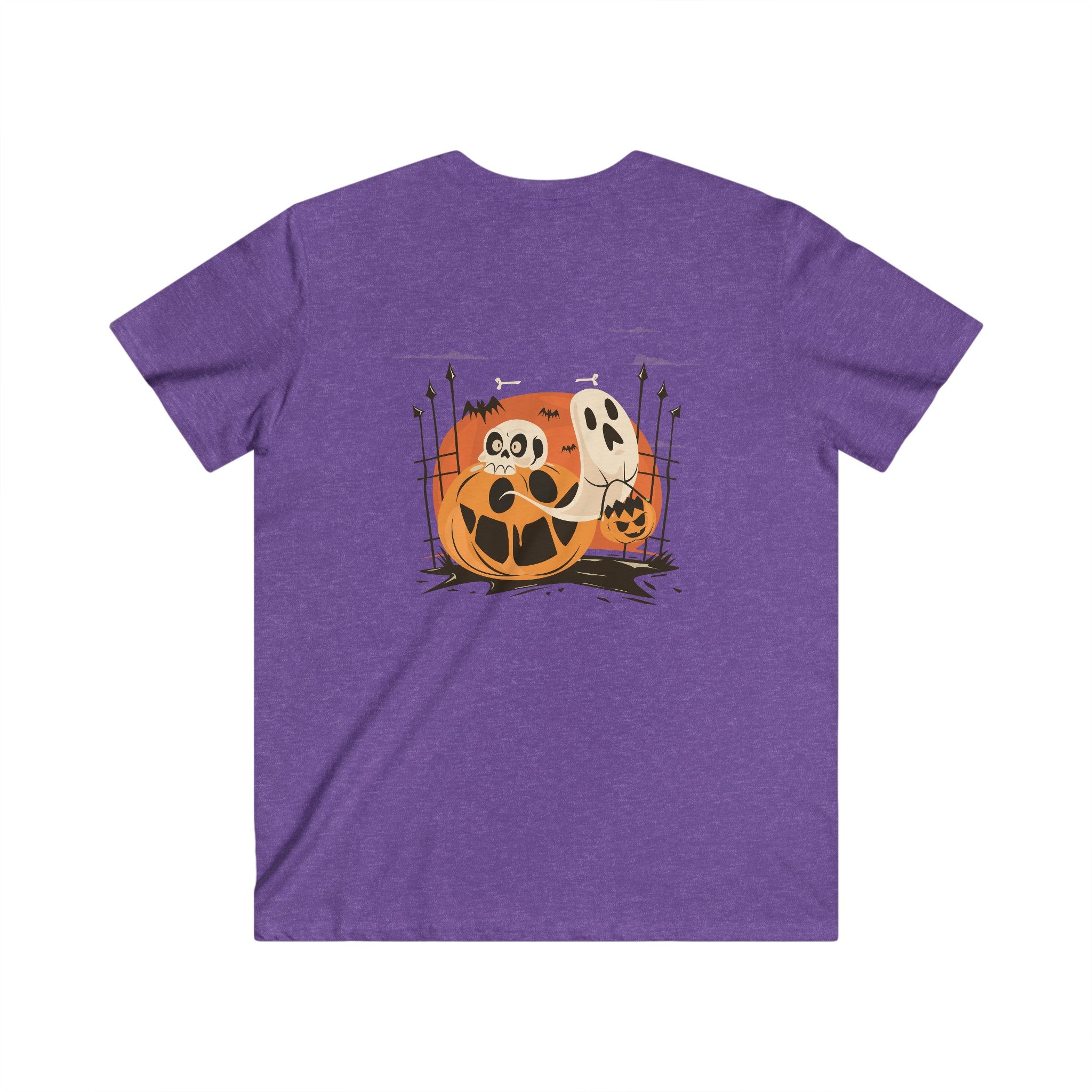 Halloween with Pumpkins | Men's Fitted V-Neck Short Sleeve Tee