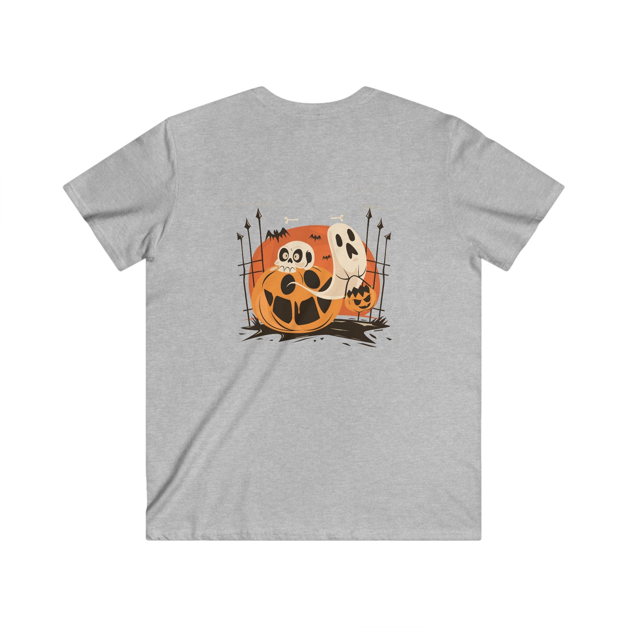 Halloween with Pumpkins | Men's Fitted V-Neck Short Sleeve Tee