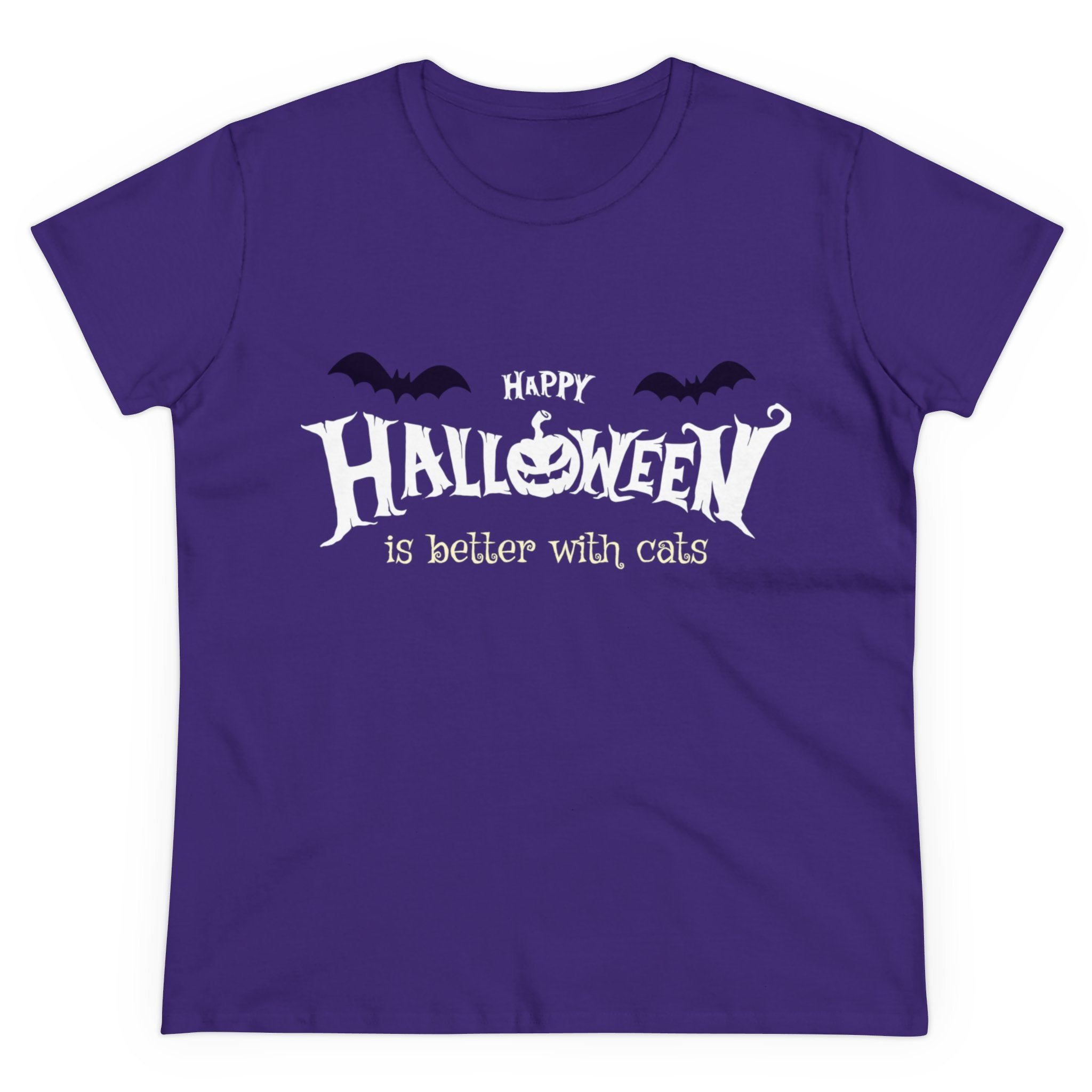 Halloween with Witch's Cats | Women's Midweight Cotton Tee