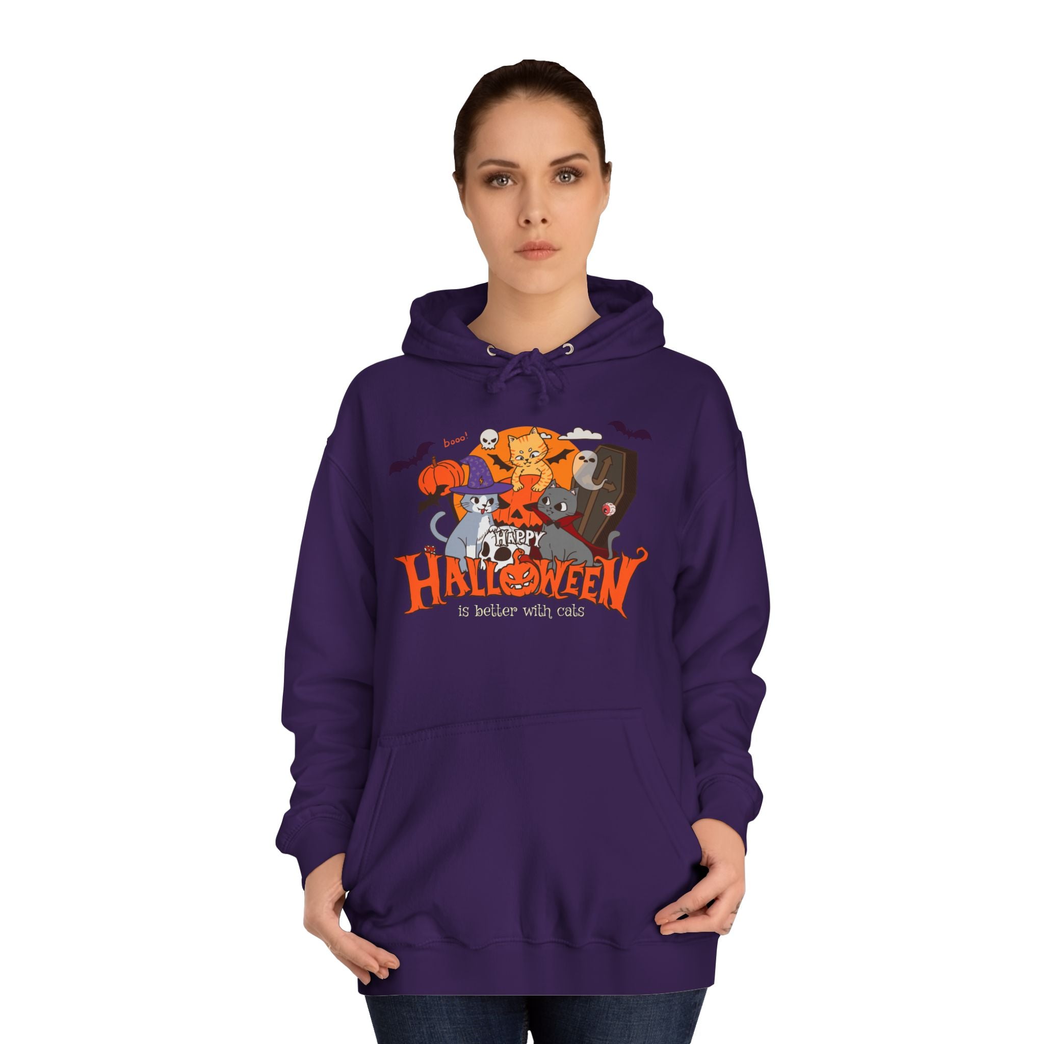 Halloween is Better with Cats | Unisex College Hoodie