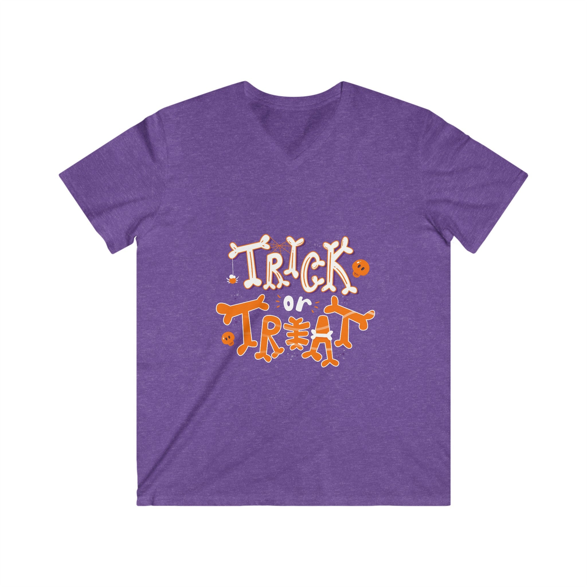 Halloween with Pumpkins | Men's Fitted V-Neck Short Sleeve Tee