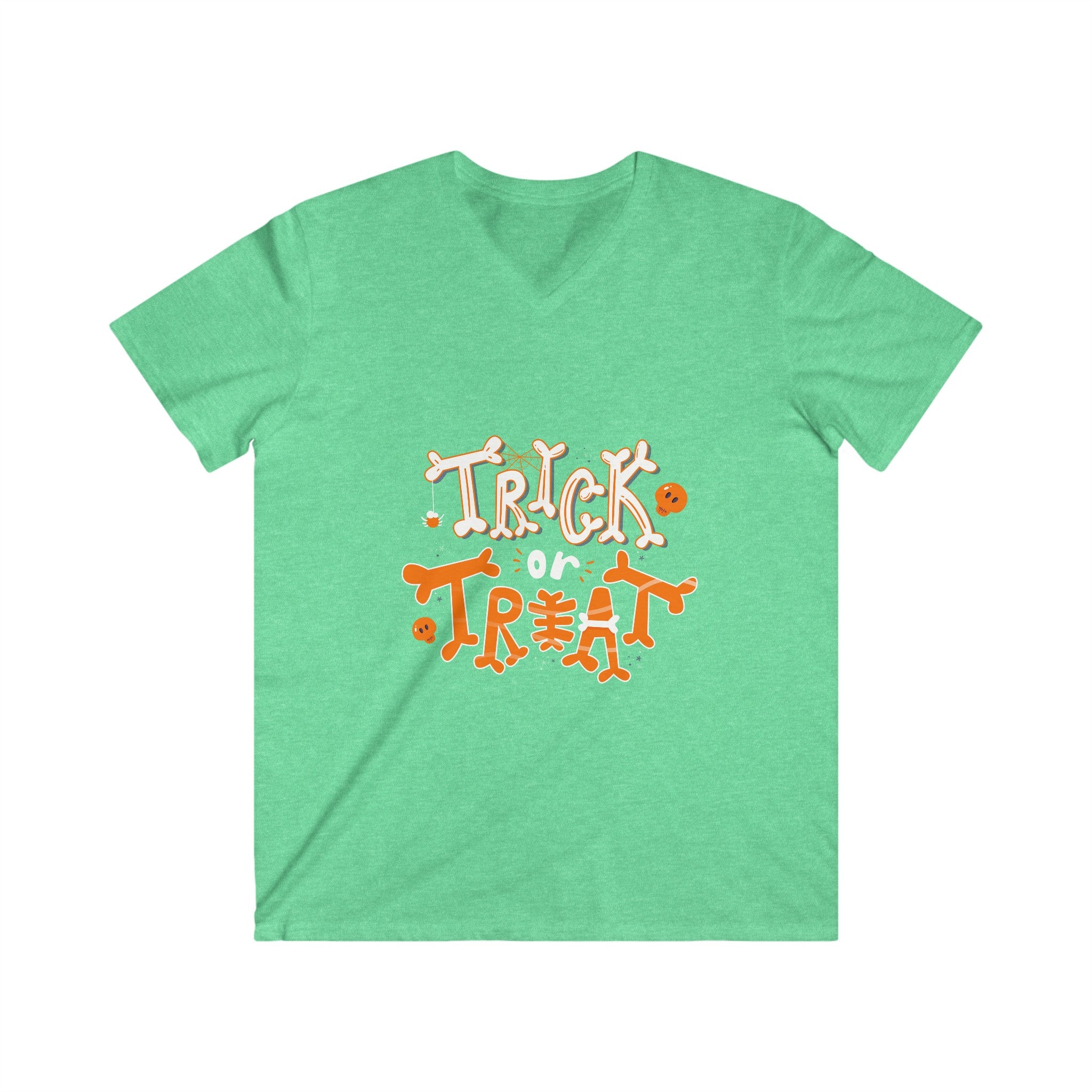 Halloween with Pumpkins | Men's Fitted V-Neck Short Sleeve Tee