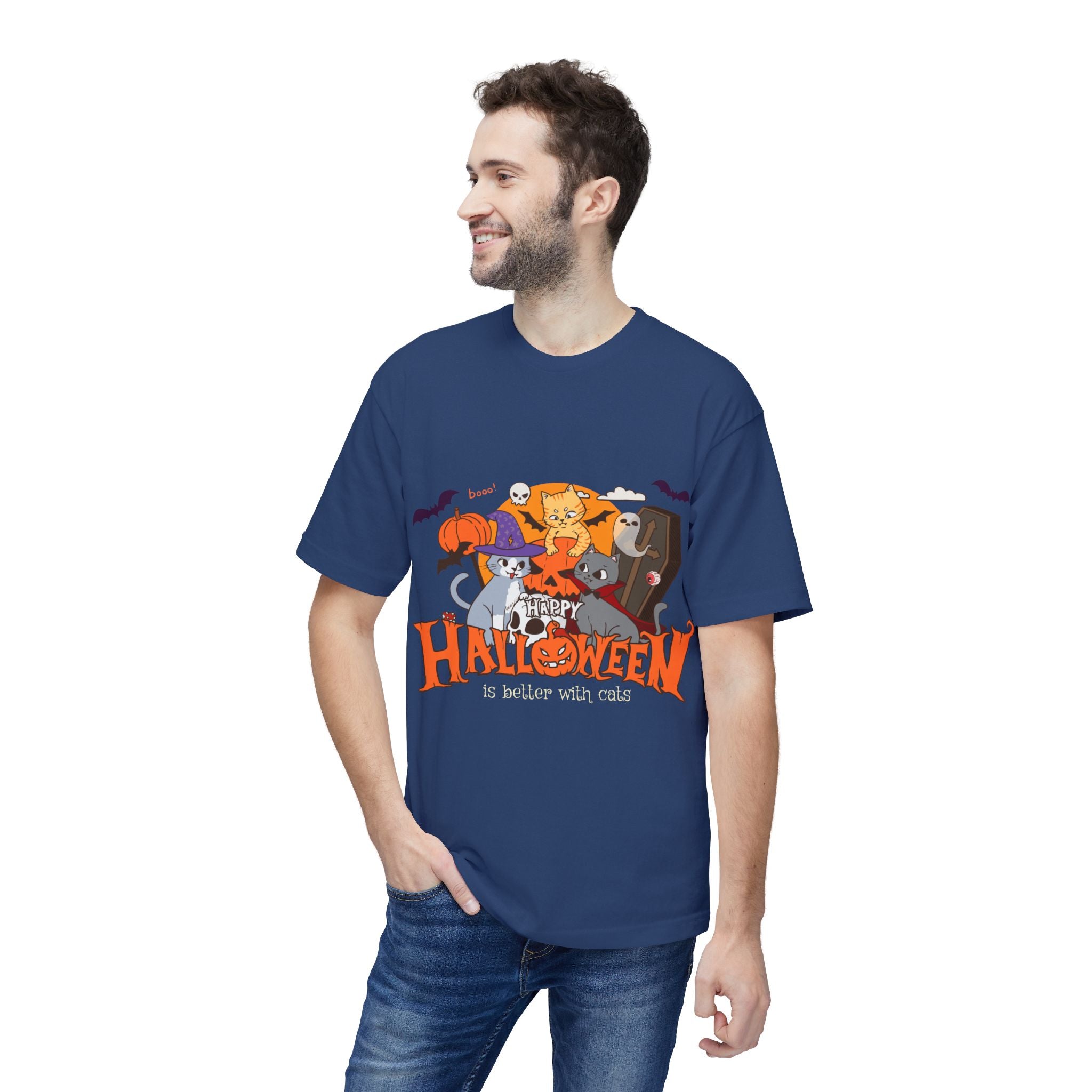 Halloween is Better with Cats | Unisex Midweight T-shirt, Made in US