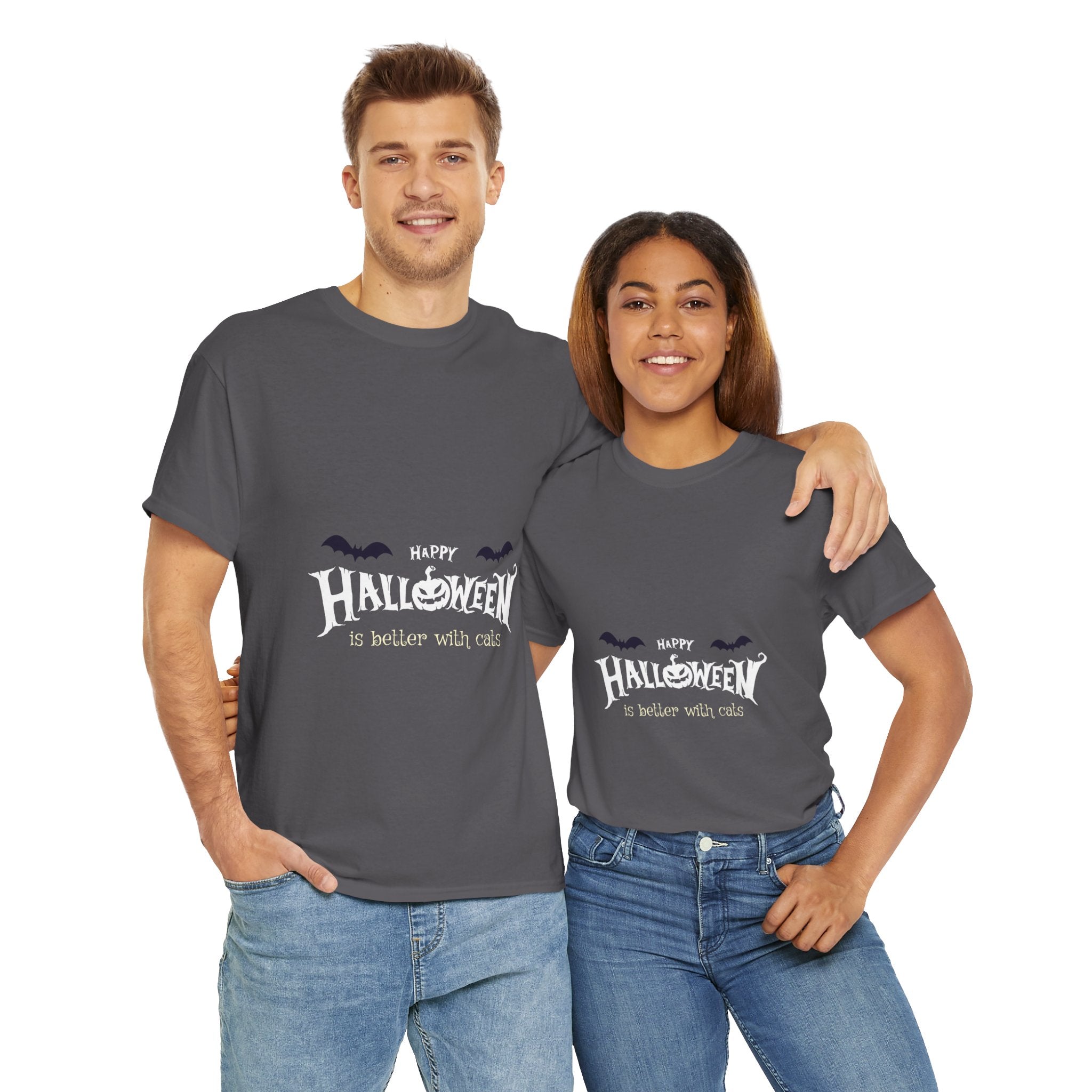 Halloween with Witch's Cats | Unisex Heavy Cotton Tee