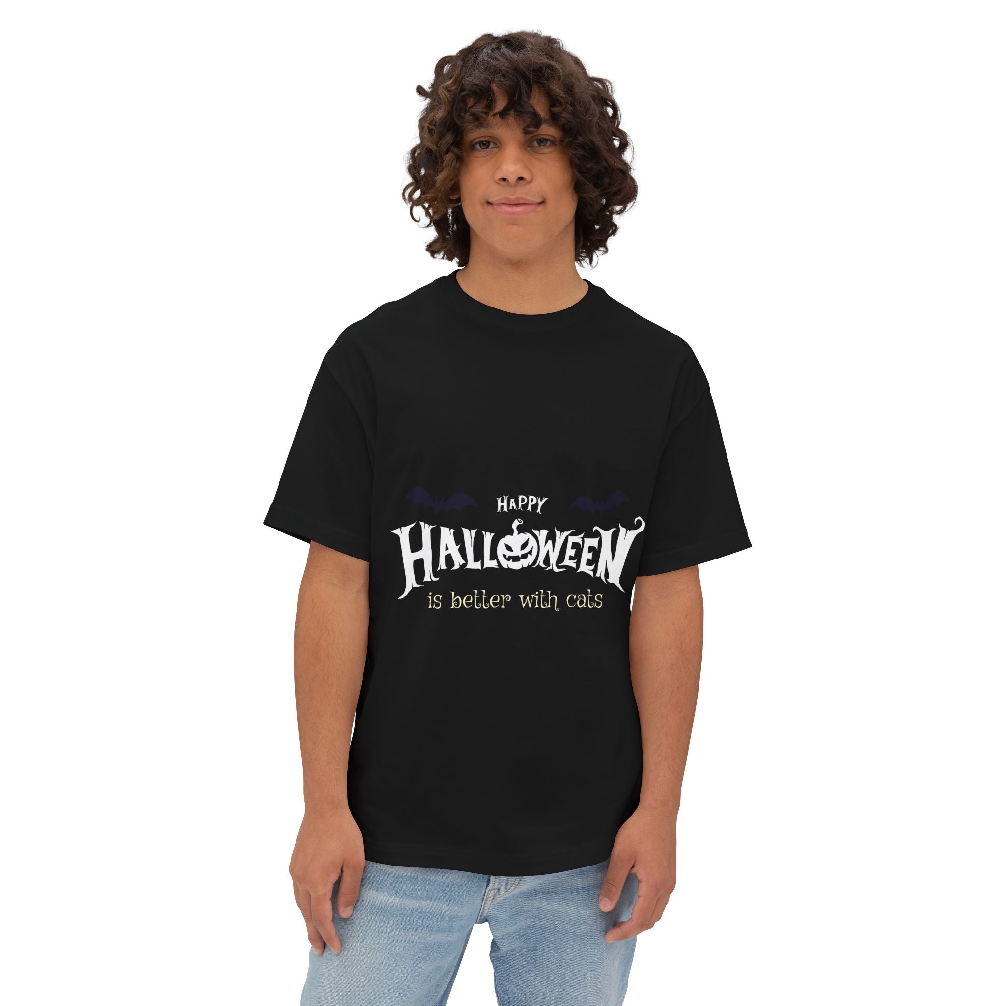 Halloween with Witch's Cats | Unisex Oversized Boxy Tee