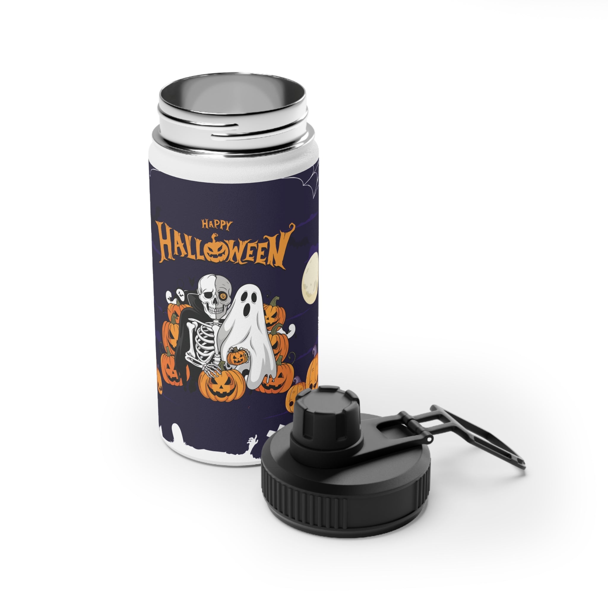 Halloween is Better with Skeleton | Stainless Steel Water Bottle, Sports Lid