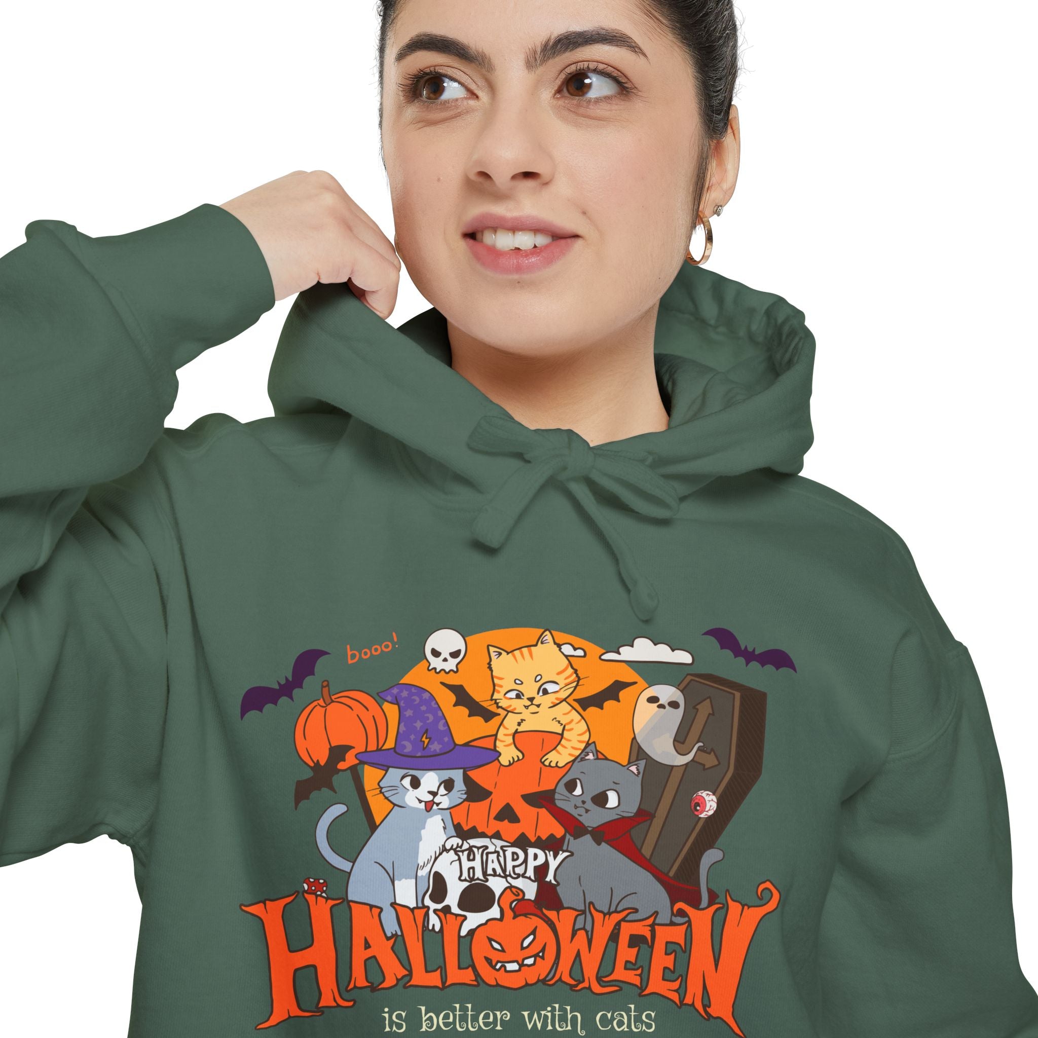 Halloween is Better with Cats | Unisex Garment-Dyed Hoodie