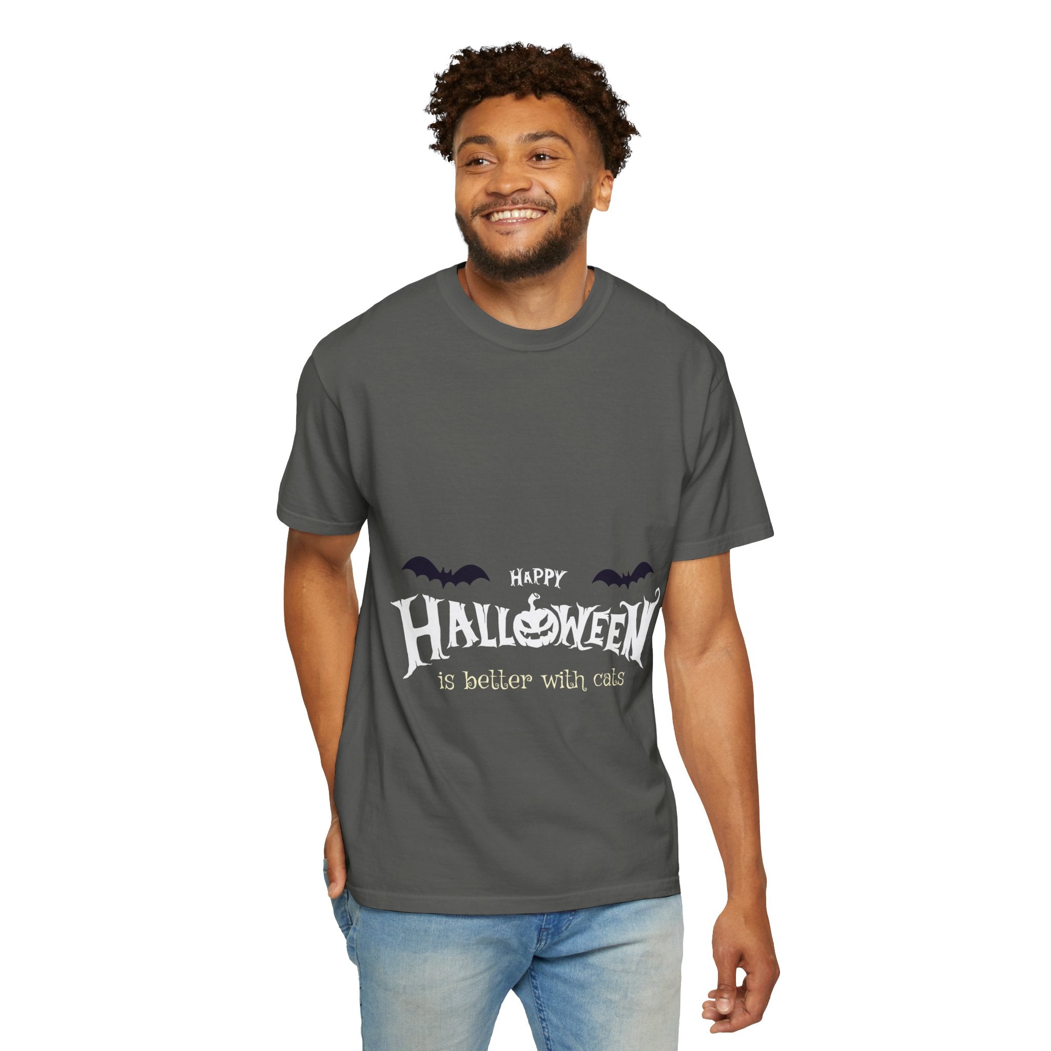 Halloween with Witch's Cats | Unisex Garment-Dyed T-shirt