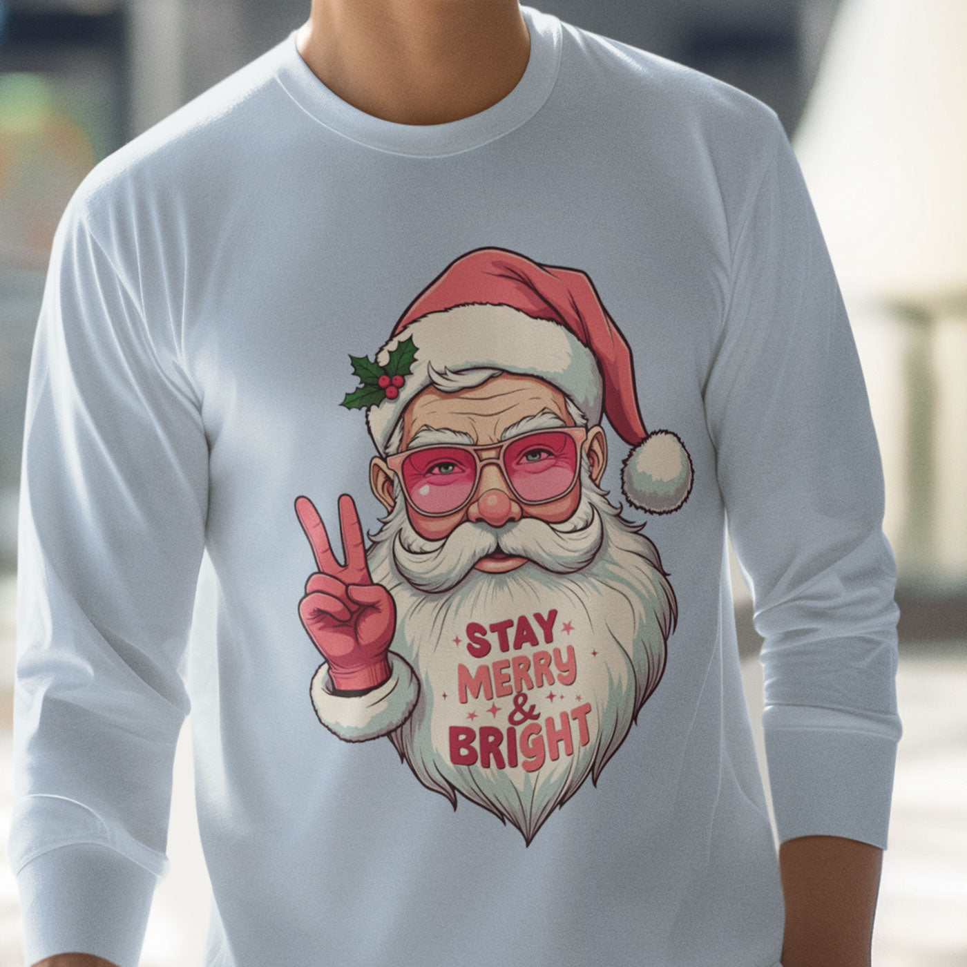 Stay Merry & Bright | Cool Santa Christmas | Unisex Long Sleeve