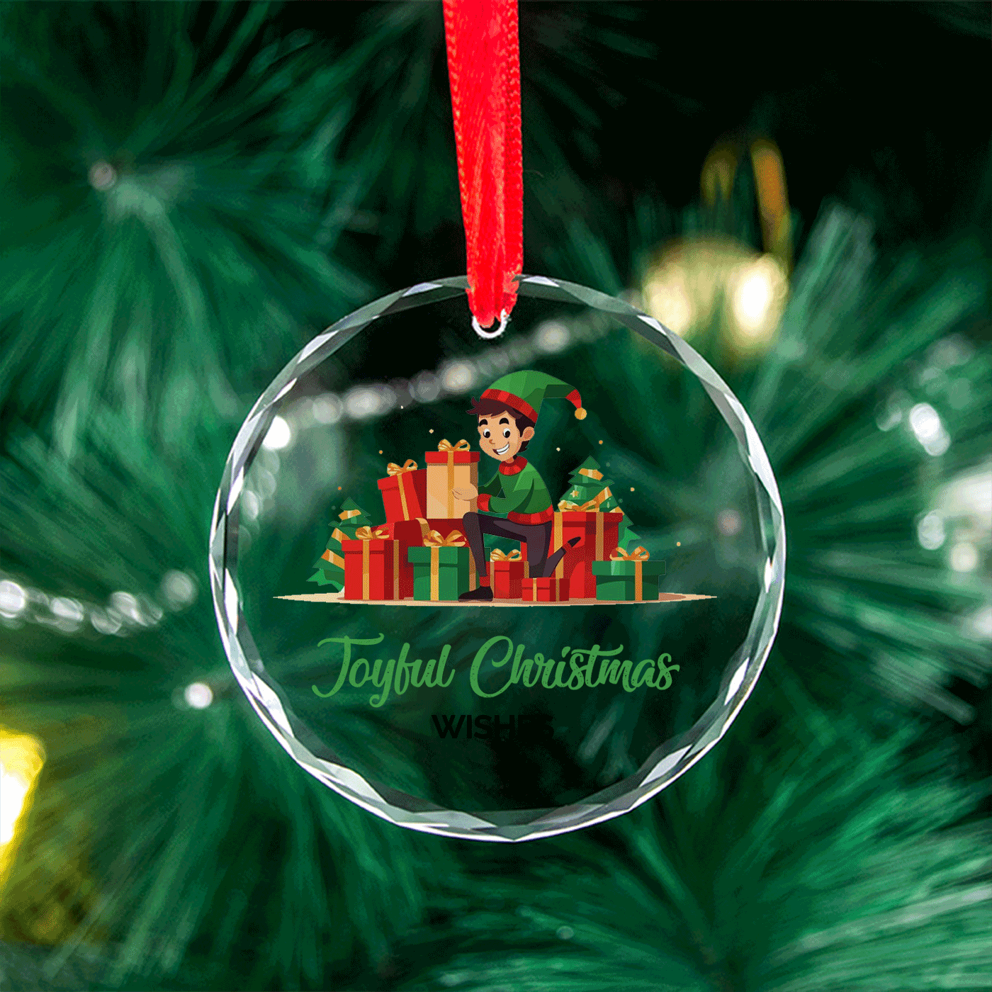 Christmas Elf Gift Helper | Spread Festive Cheer with Holiday Gifts | Glass Ornament
