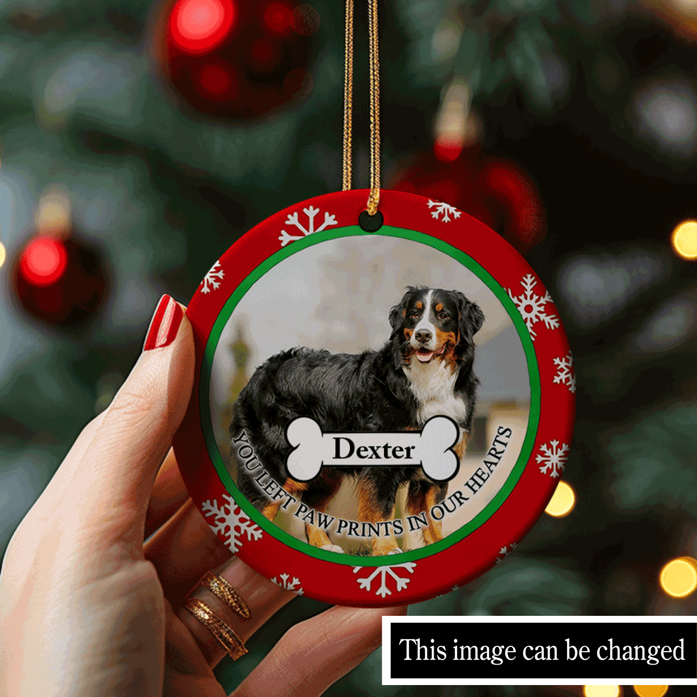 Pet Memorial Christmas | "You Left Paw Prints in Our Hearts" | Ceramic Ornament