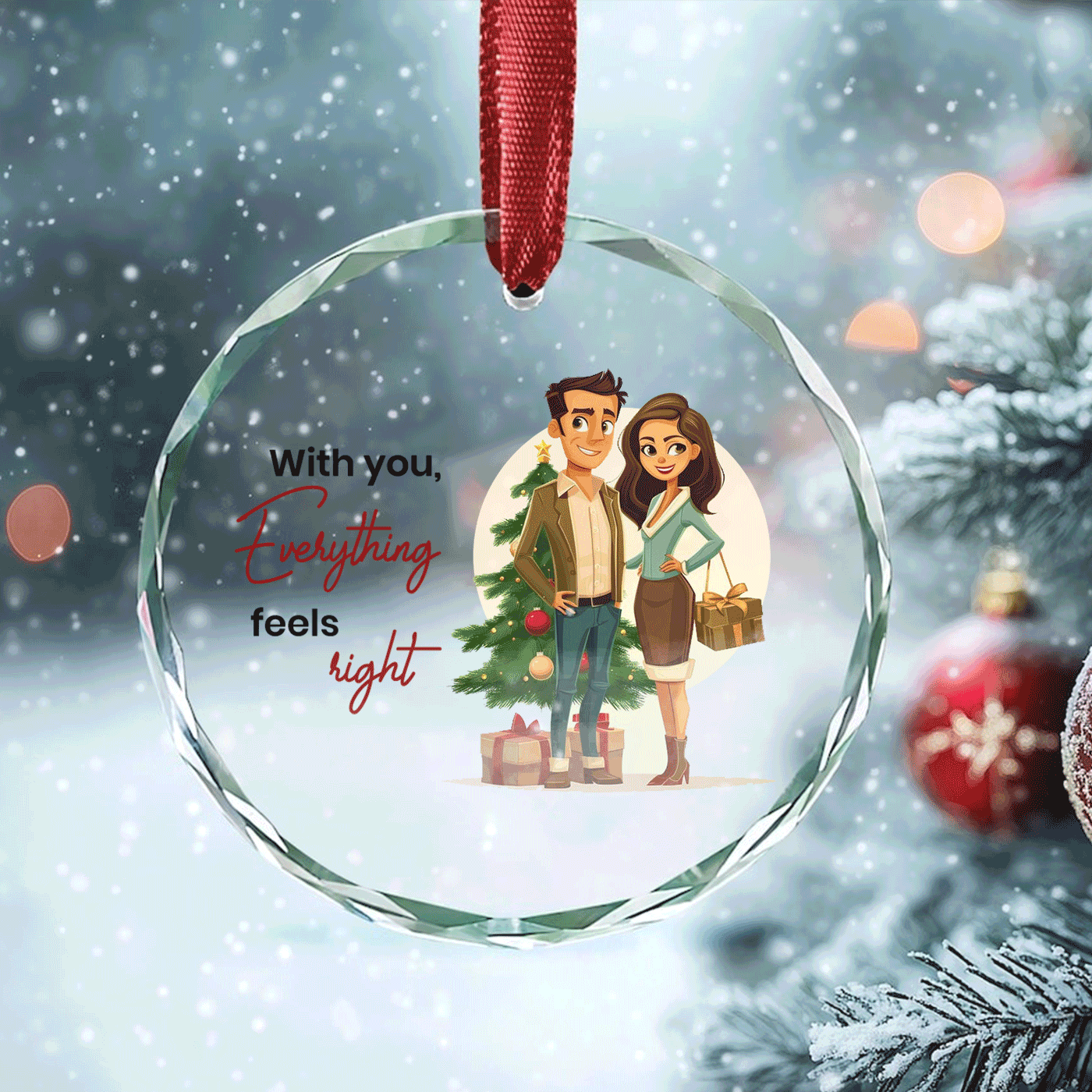 Christmas Couple | Celebrate the Joy of the Holidays | Glass Ornament