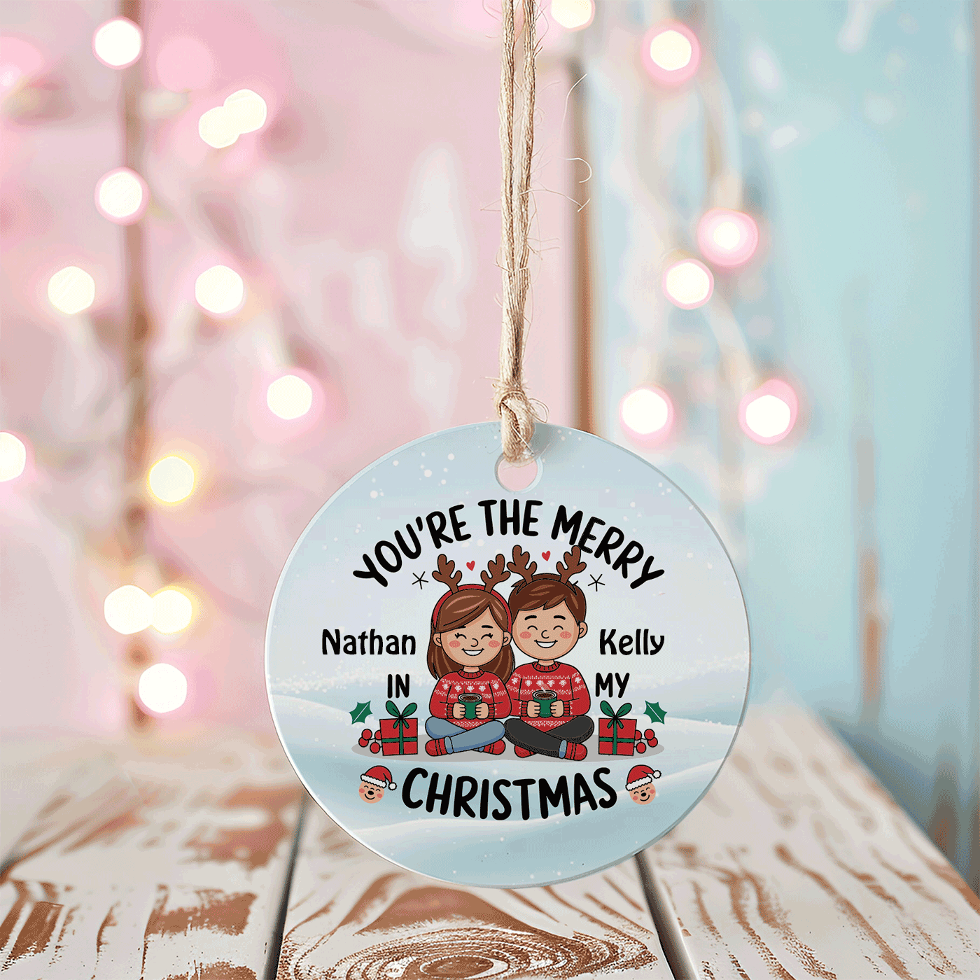 You're the Merry in My Christmas Ornament | Cute Holiday Decor for Couples | Ceramic Ornament