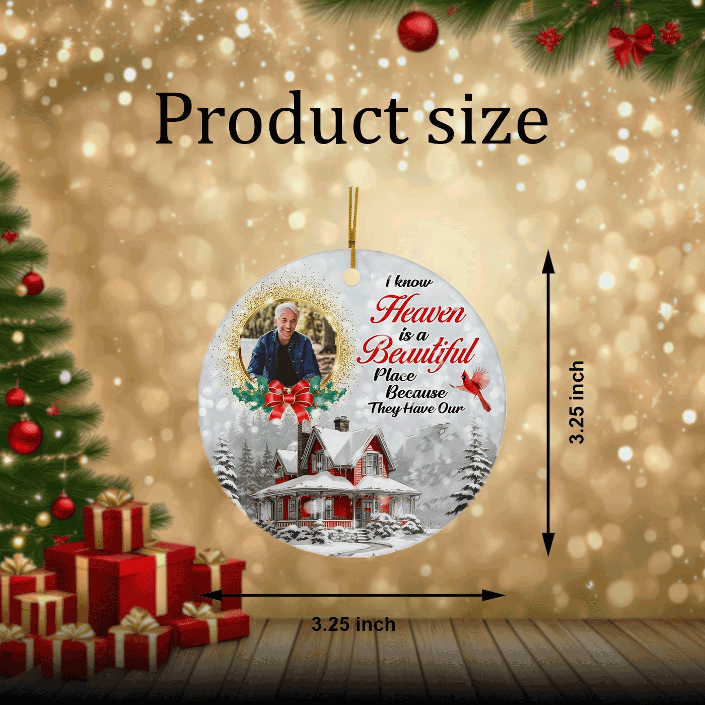 Christmas Memorial with Cardinal and Winter | Heaven is a Beautiful Place | Ceramic Ornament