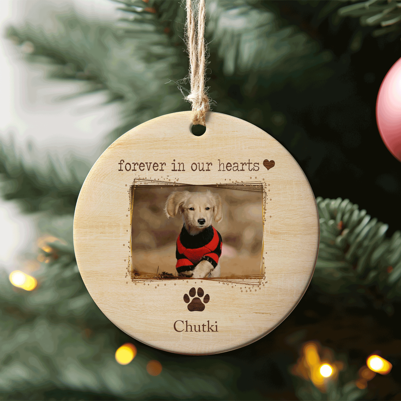 Forever in Our Hearts' | Tribute Keepsake for Beloved Pets | Christmas | Ceramic Ornament