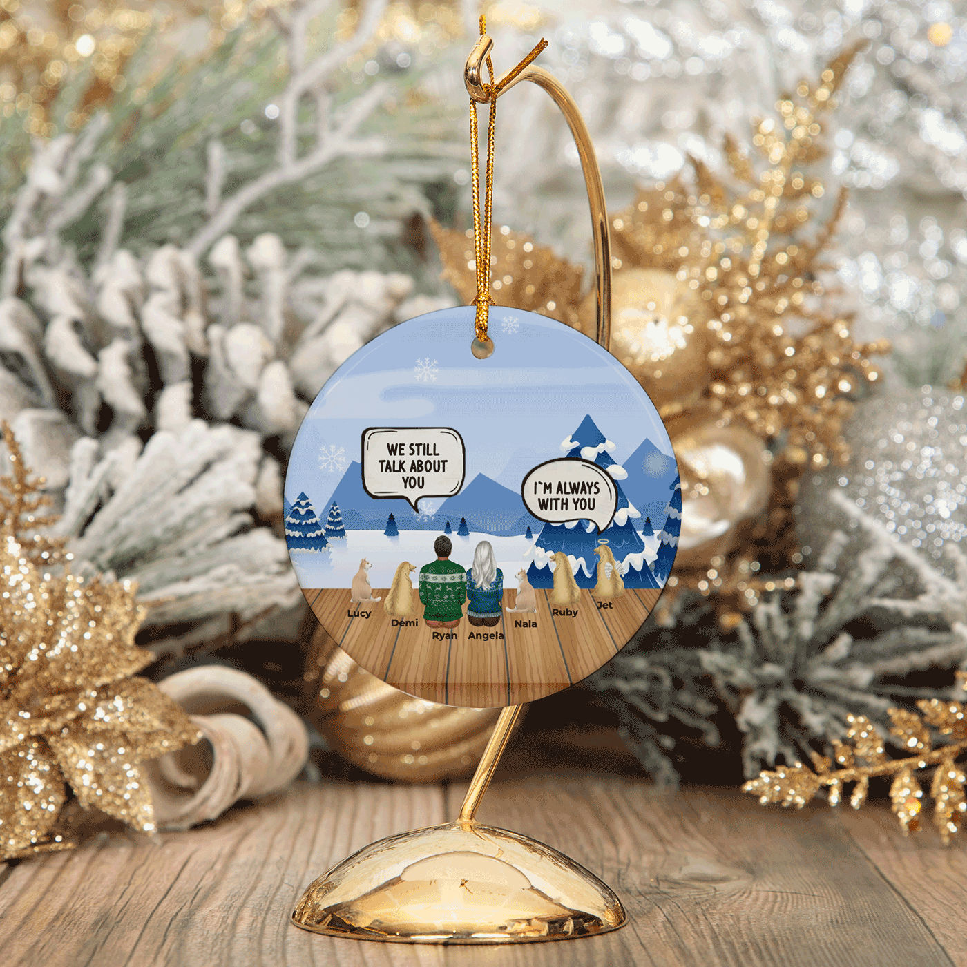 WANDER PRINT Personalized Christmas Circle Ceramic Ornament for Dog Lovers and Cat Lovers - Still Talk About You Couple Dog Loss Cat Loss Pet Memorial
