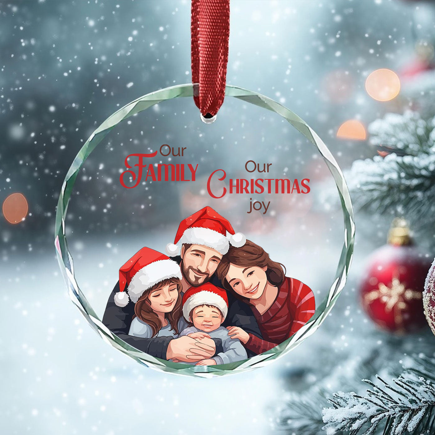 Heartwarming Family Christmas | Cherish the Joy of Togetherness | Glass Ornament