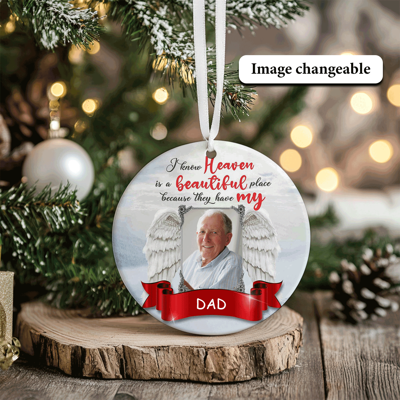 Angel Wings Memorial | "Heaven is a Beautiful Place | Christmas | Ceramic Ornament