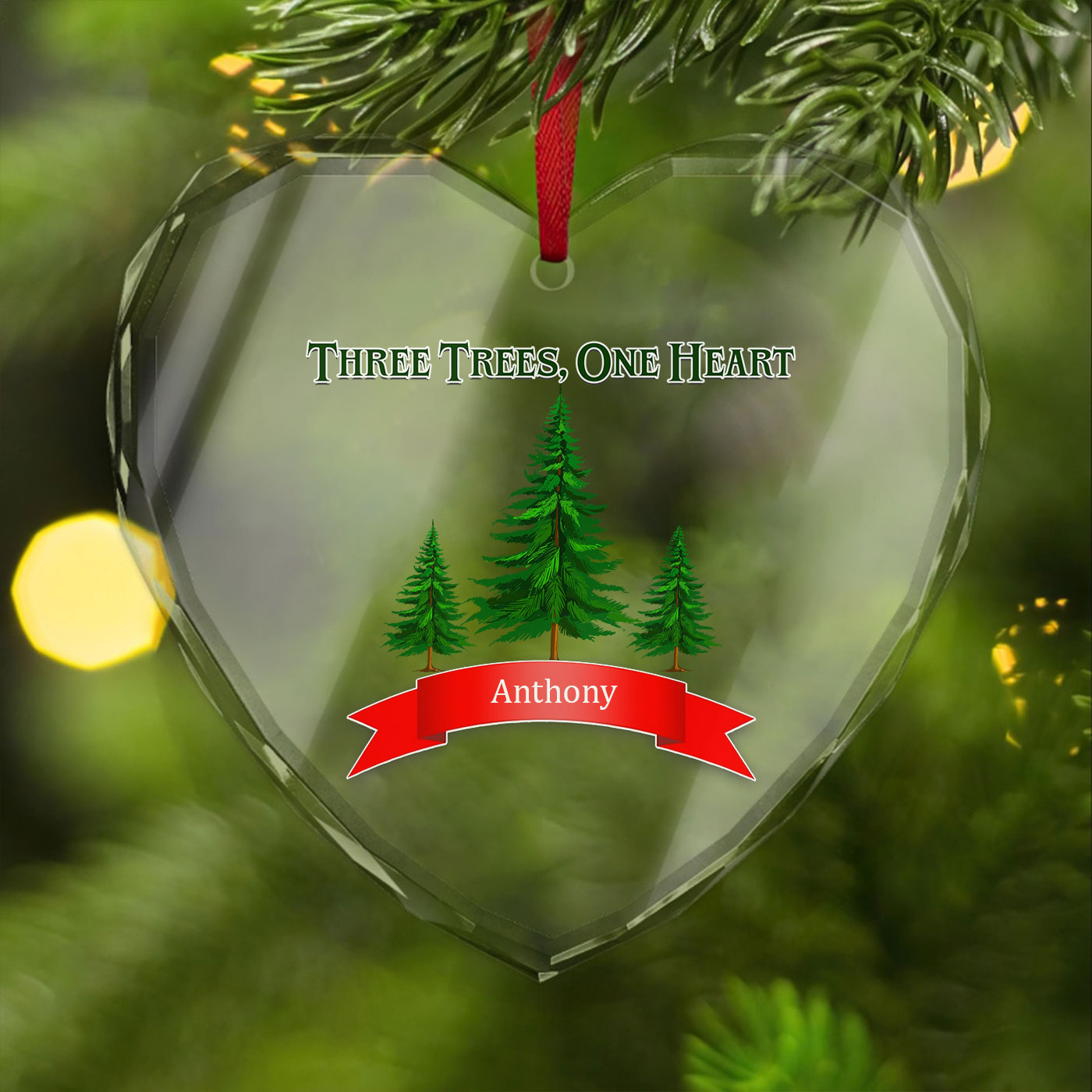 Three Trees, One Heart | A Symbol of Family Unity Christmas | Glass Ornament