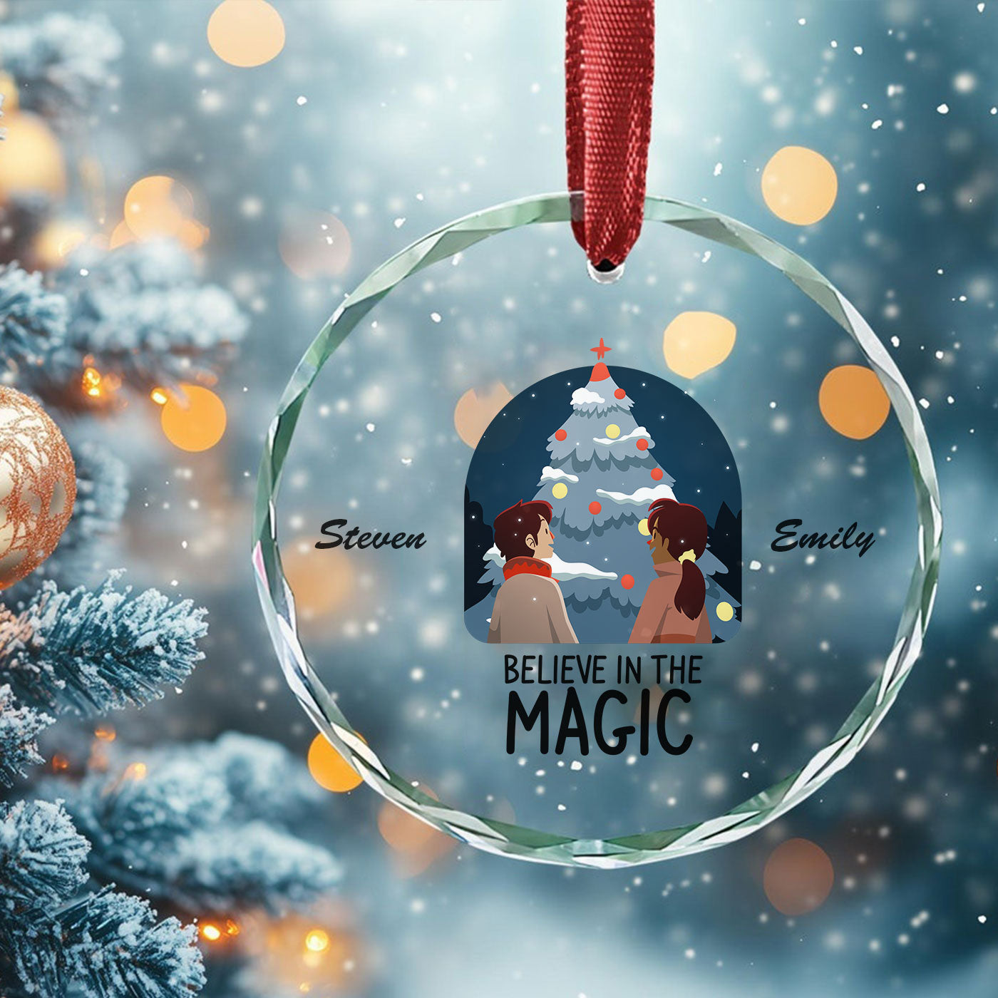 Christmas Tree Gazing | Celebrate Magical Winter | Glass Ornament
