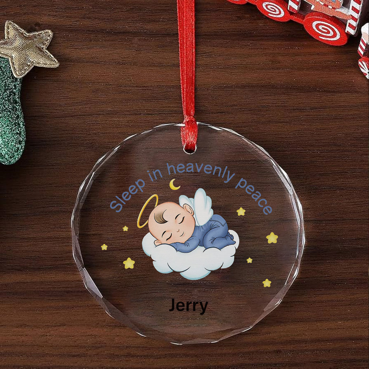 Sleep in Heavenly Peace Baby Angel | A Precious Keepsake for Christmas | Glass Ornament