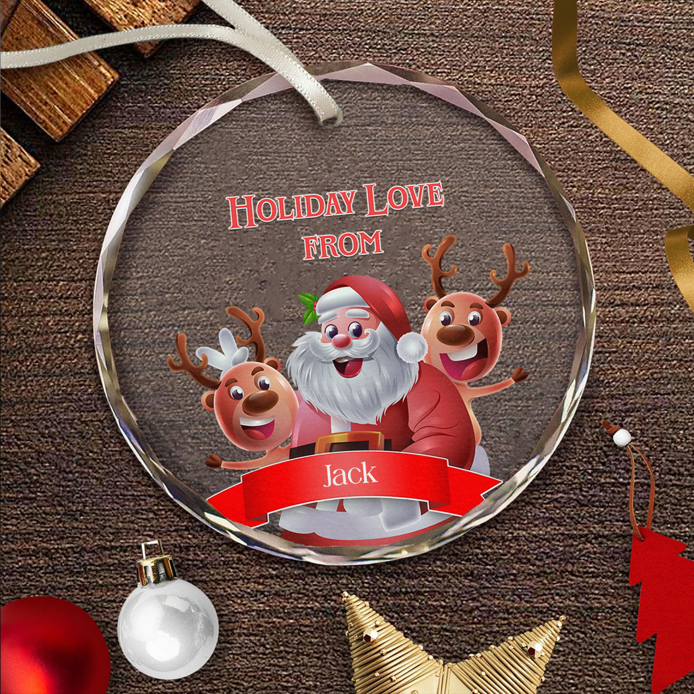 Holiday Love from Christmas Santa | Spread Cheer and Joy | Glass Ornament