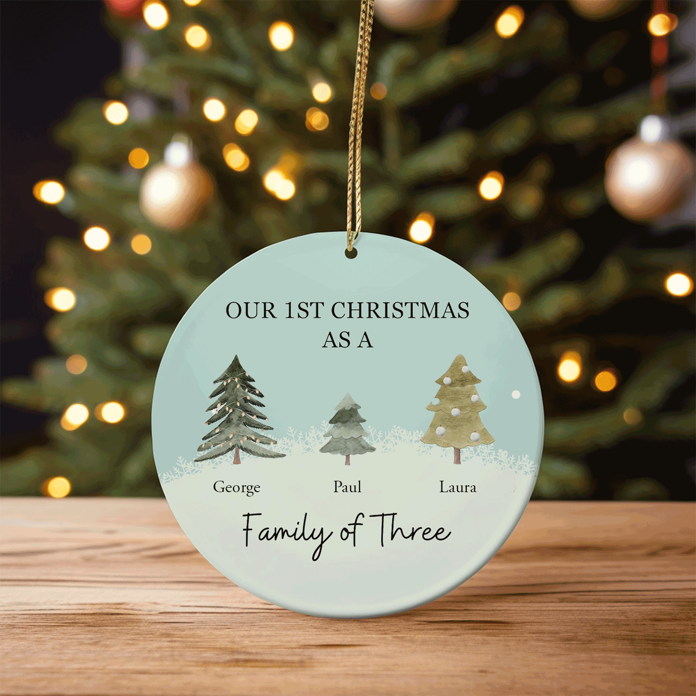 Our First Christmas as a Family of Three | Celebrate New Beginnings | Ceramic Ornament