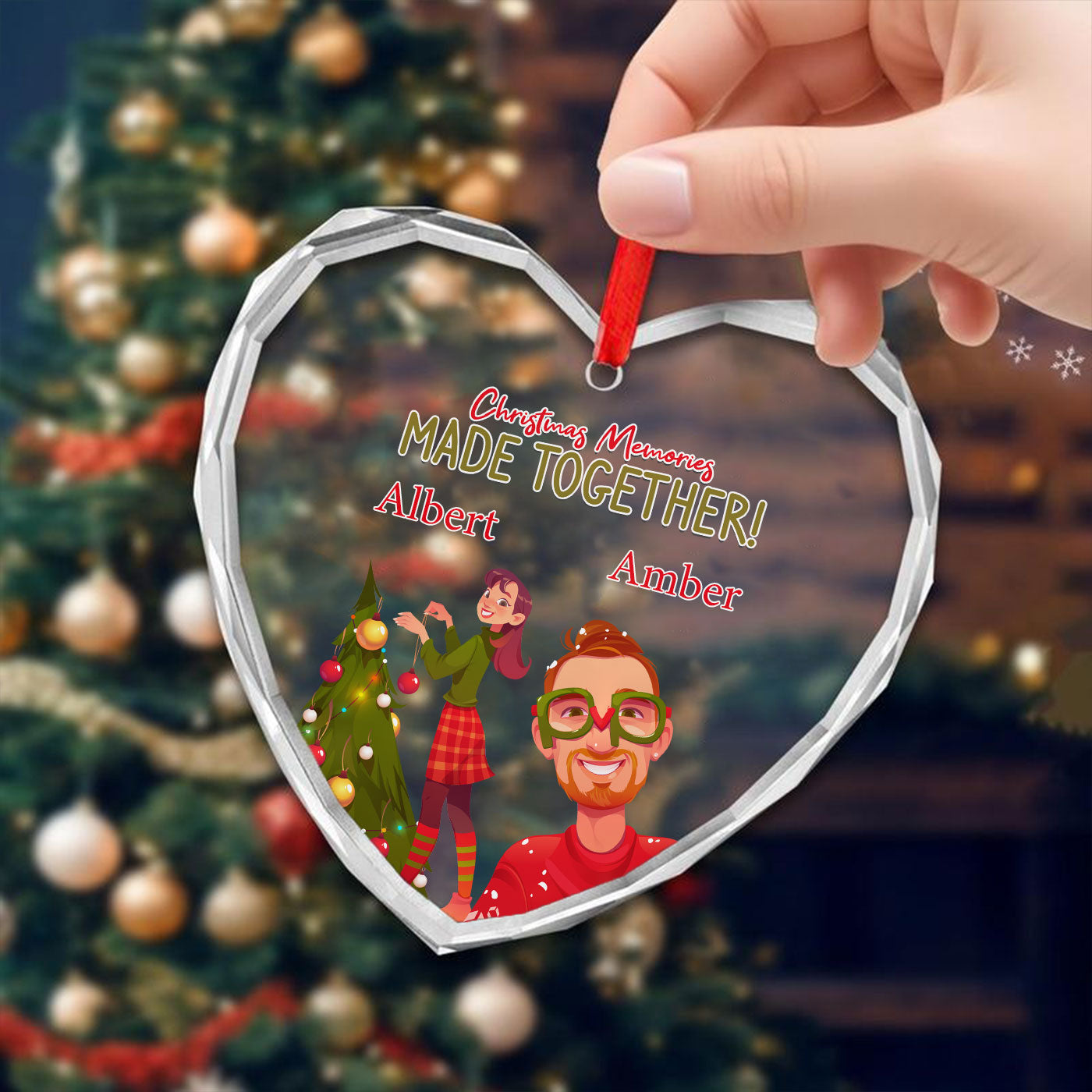 Christmas Memories Made Together | Festive Couple | Glass Ornament