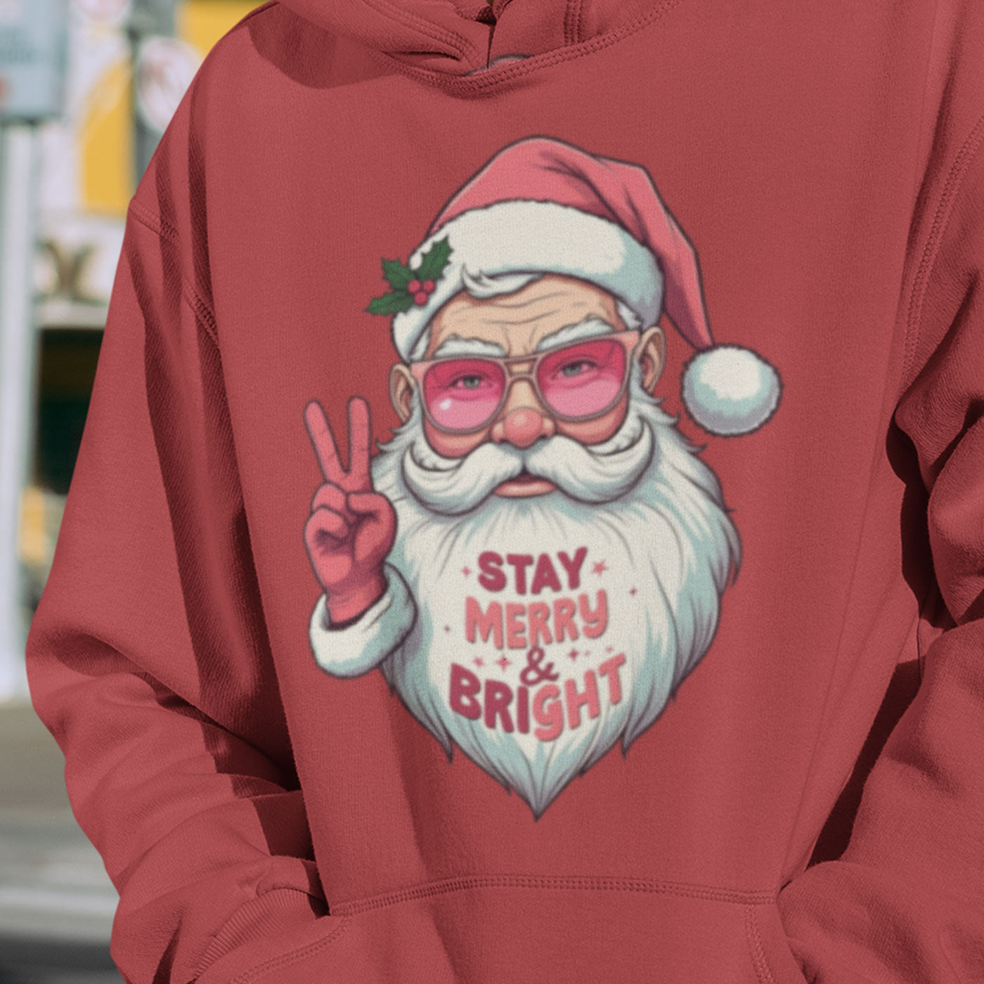 Stay Merry & Bright | Cool Santa Christmas | Unisex Hoodie