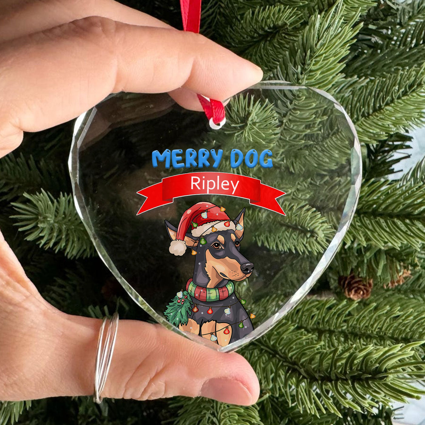 Merry Dog Christmas | Festive Holiday Pup | Glass Ornament
