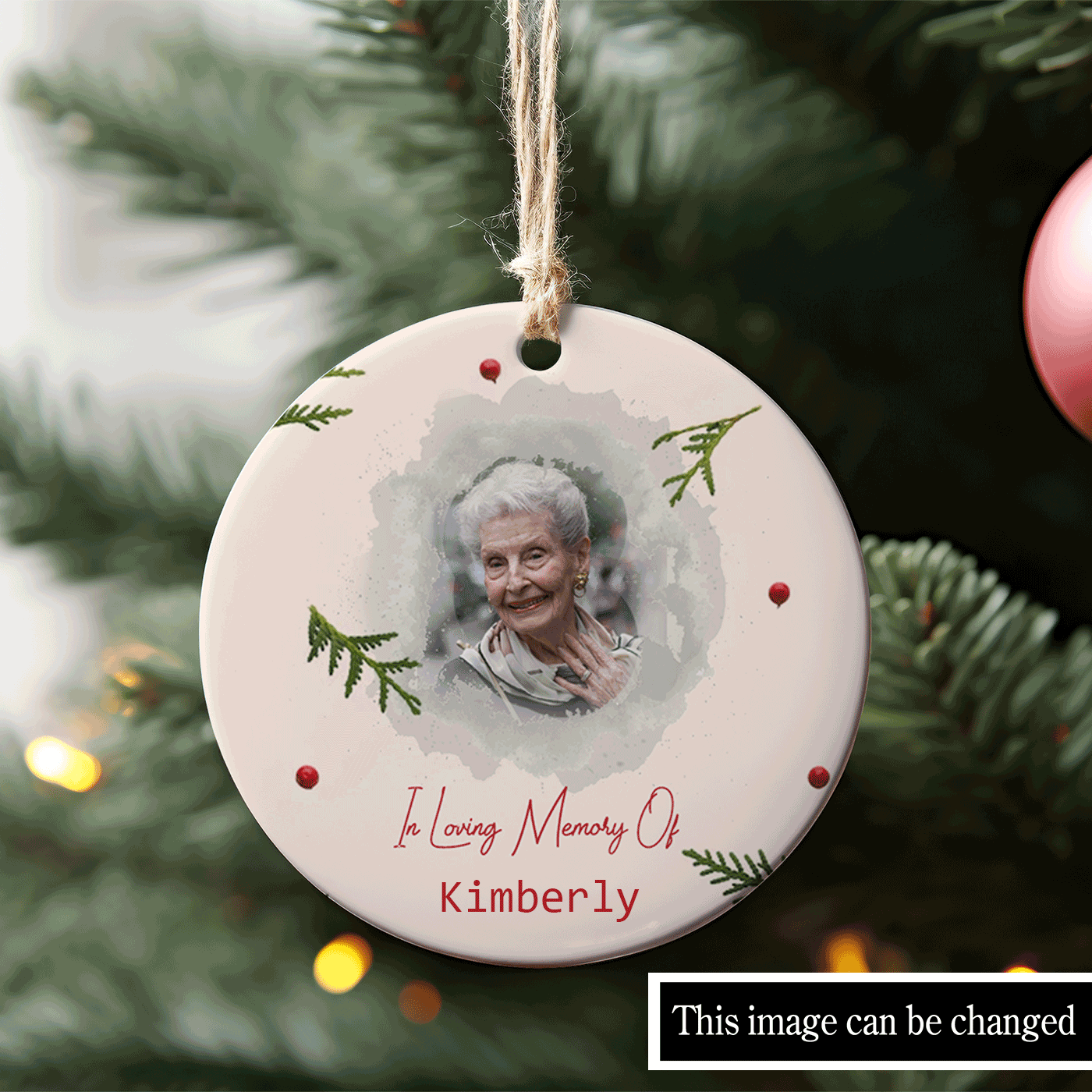 Christmas Memorial Frame | "In Loving Memory Of" | Ceramic Ornament