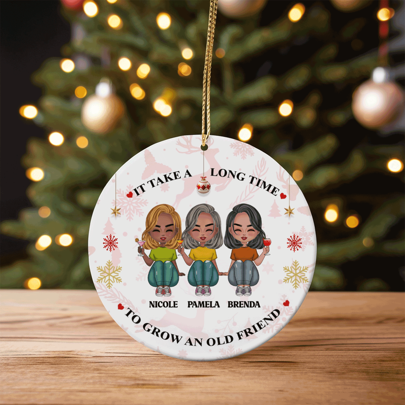 Christmas Custom Friendship Ornament with Personalized Names | Ceramic Ornament