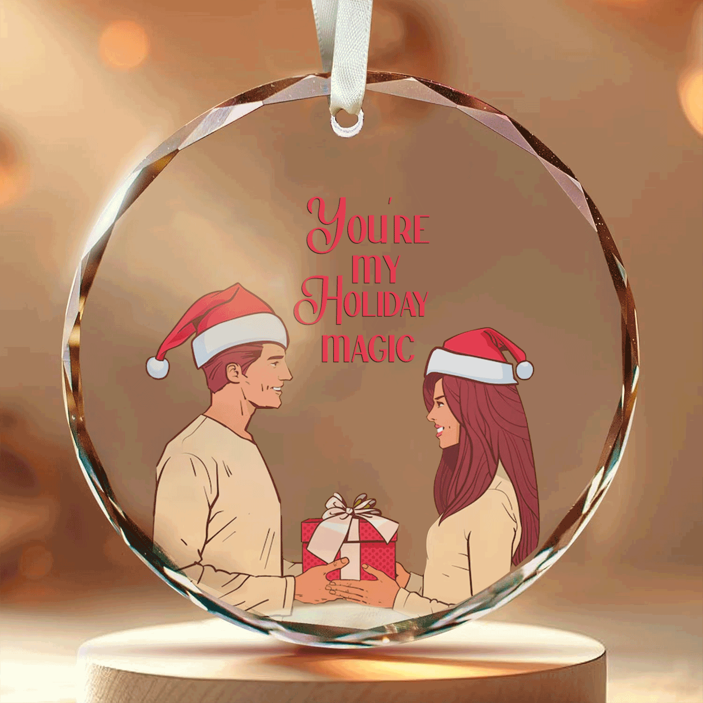 Romantic Christmas Gift | Holiday Love and Togetherness | Glass Ornament