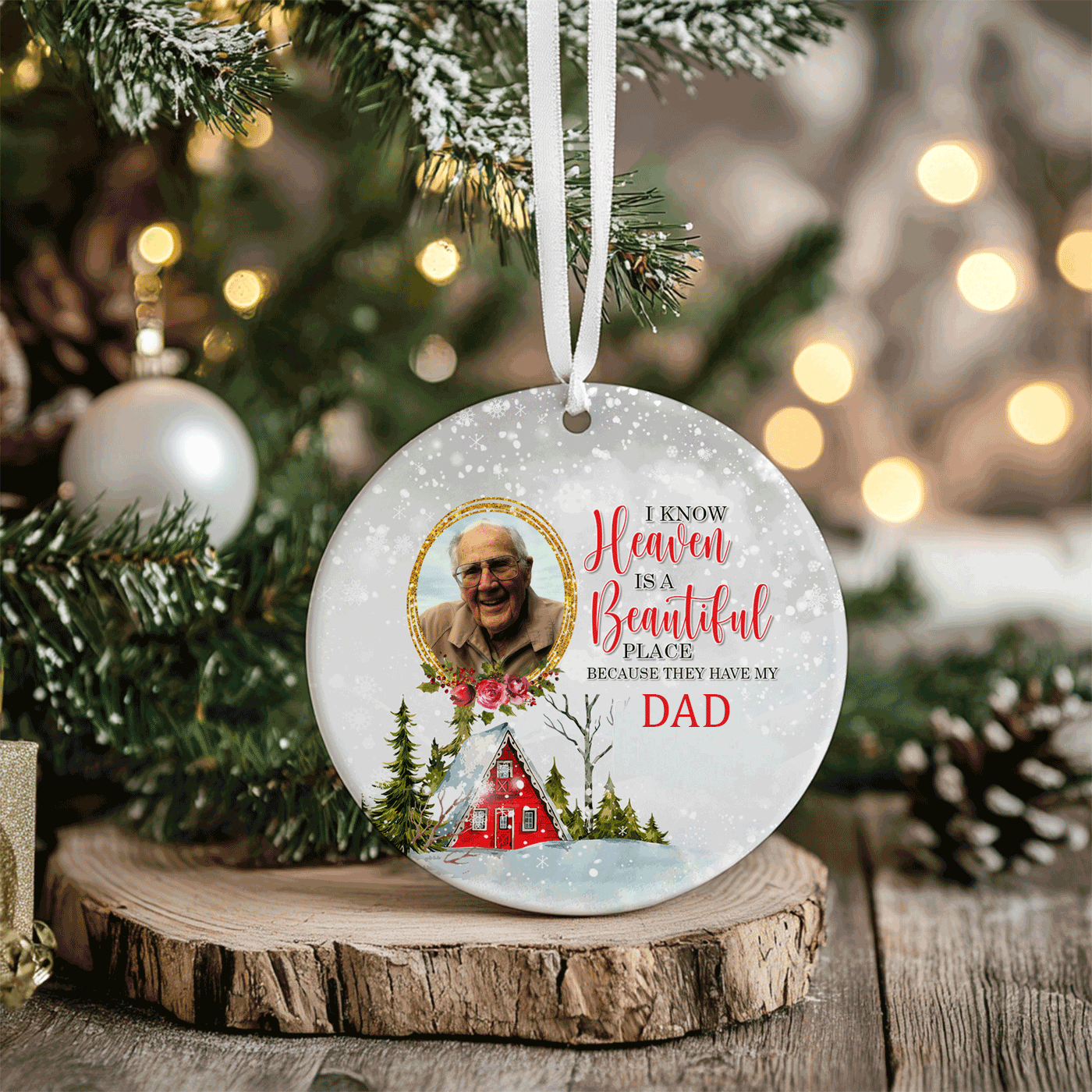 Heaven is a Beautiful Place' | Personalized Christmas Keepsake | Ceramic Ornament