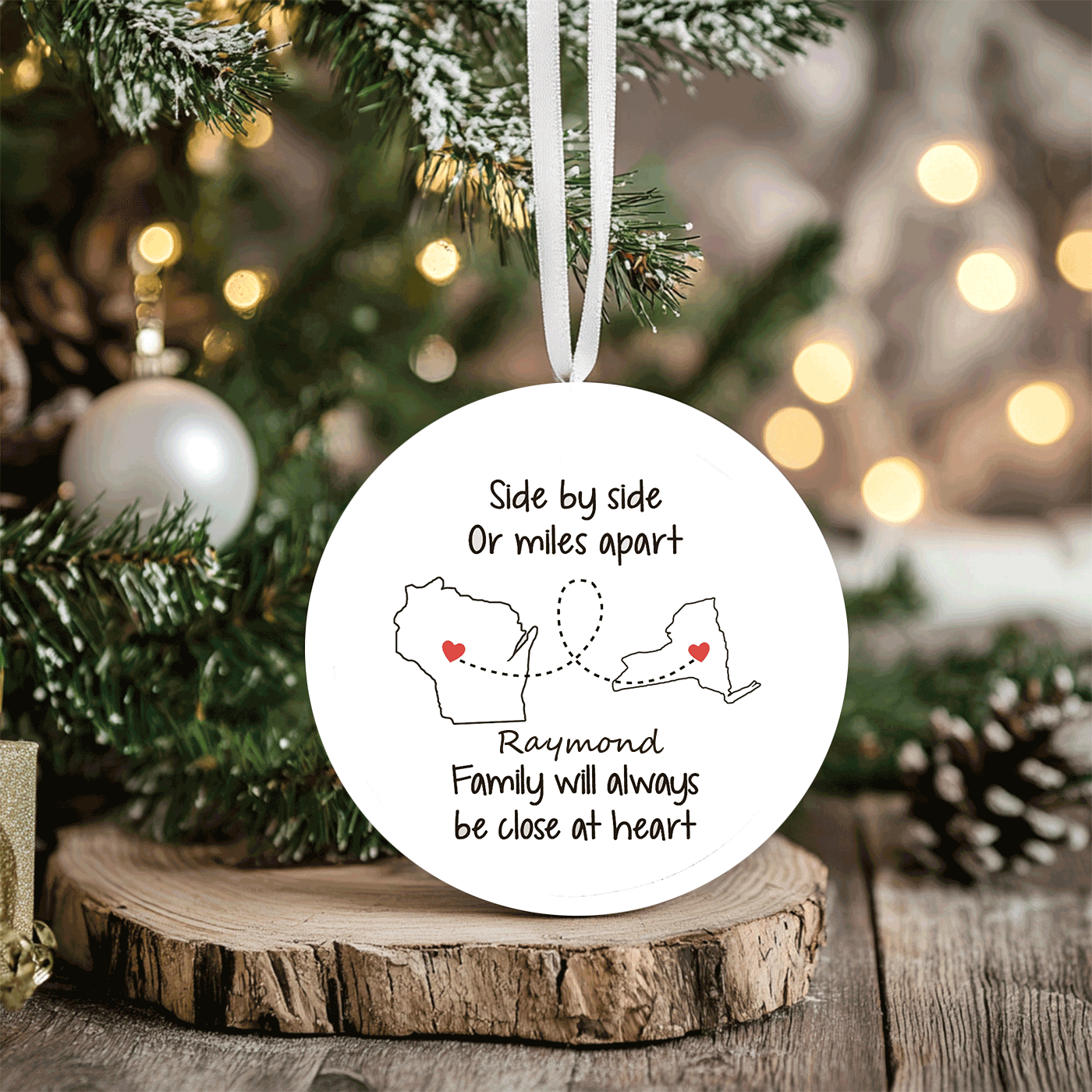 Long-Distance Family Christmas | Close at Heart Gift | Ceramic Ornament