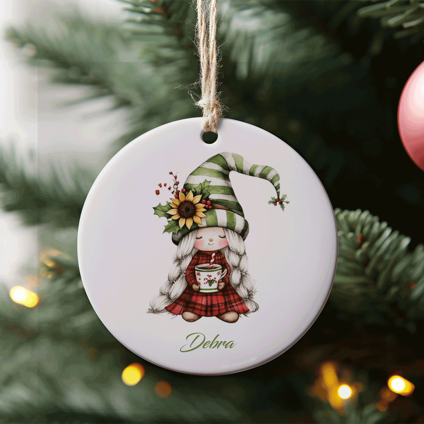 Adorable Christmas Gnome with Hot Cocoa | Festive Holiday Decor | Ceramic Ornament