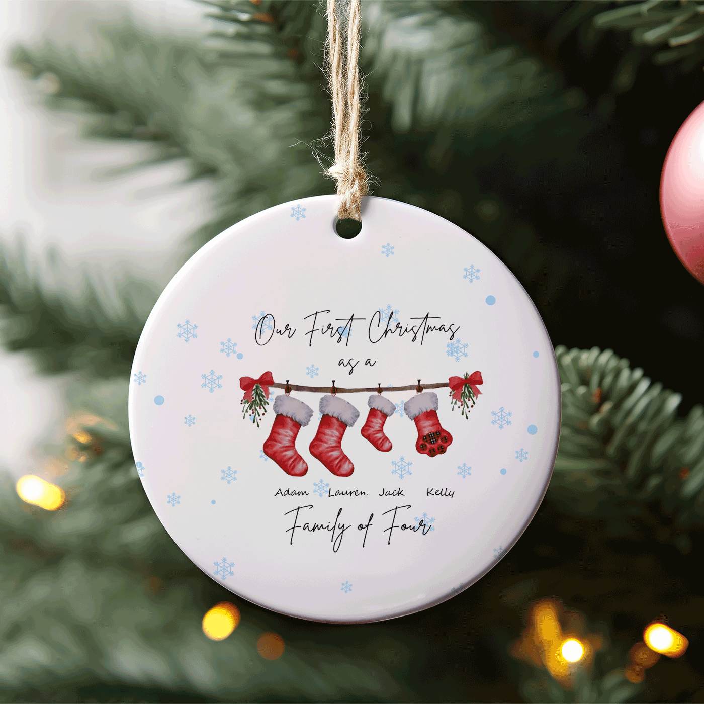 Our First Christmas as a Family of Four | Celebrate Family Milestones | Ceramic Ornament