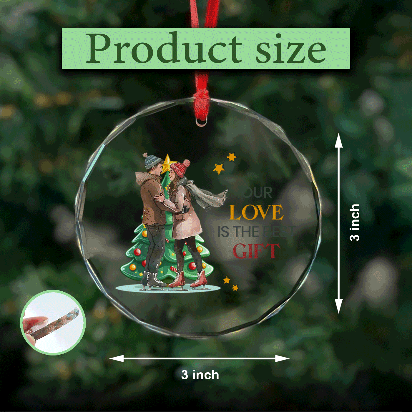 Christmas Ice Skating Couple | Celebrate Winter Romance | Glass Ornament