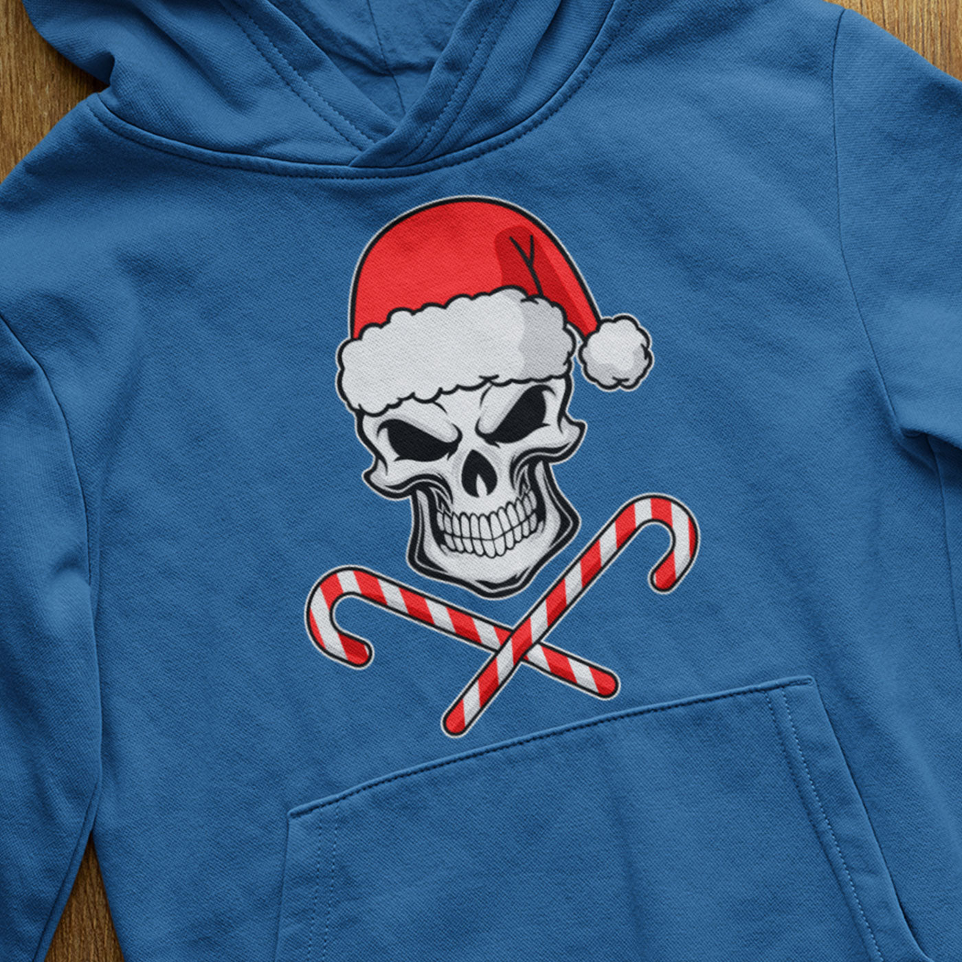 Skull with Santa Hat and Candy Canes | Edgy Christmas | Unisex Hoodie