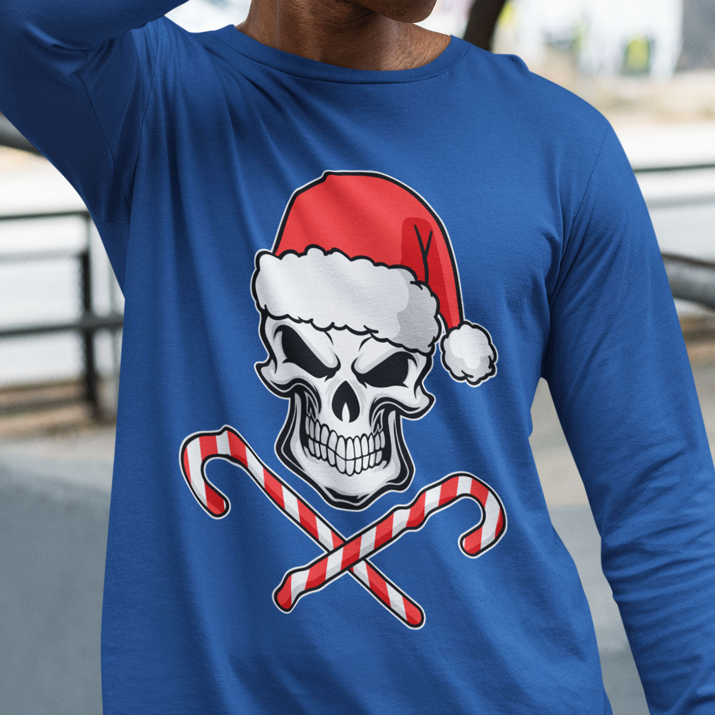 Skull with Santa Hat and Candy Canes | Edgy Christmas | Unisex Long Sleeve