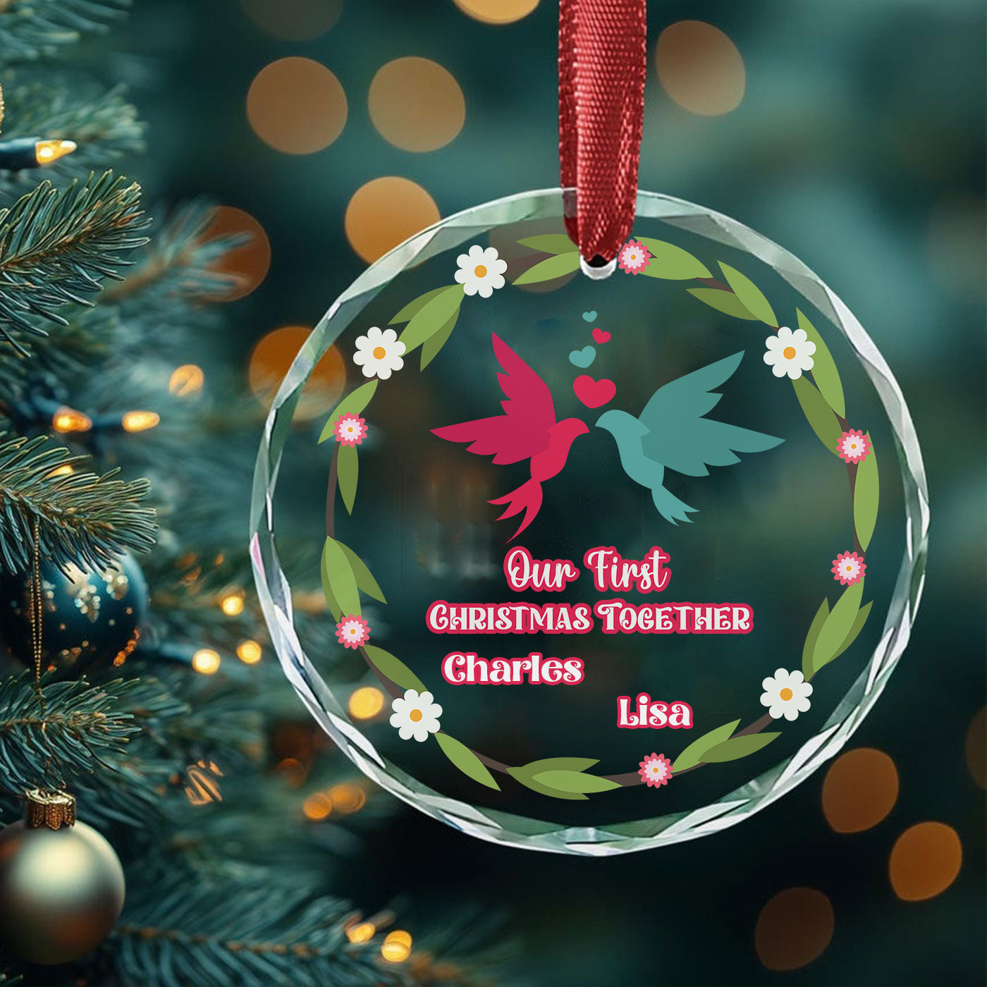 Our First Christmas Together | A Lovebirds Celebration | Glass Ornament